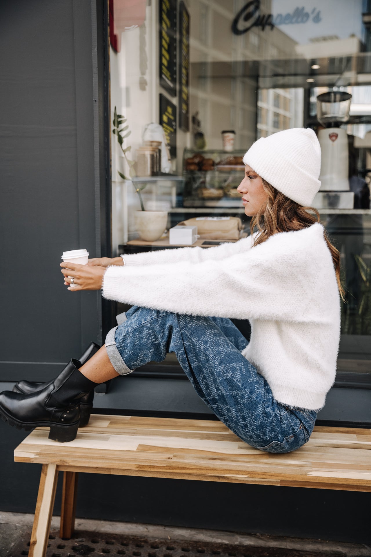 Cardigan oversize Unisex Giliane white | Freeman T. Porter