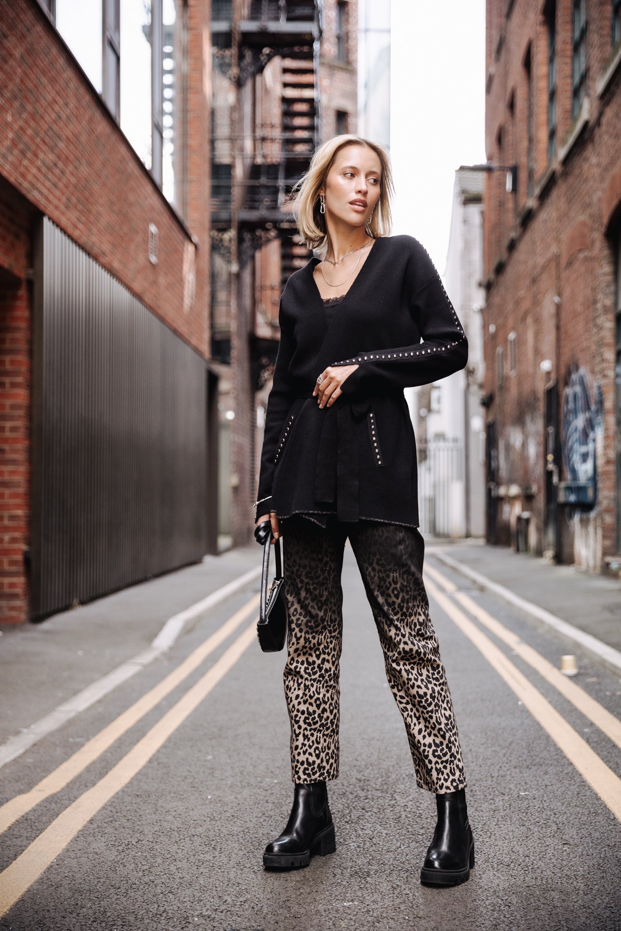 Cardigan oversize Unisex Gaxina black | Freeman T. Porter