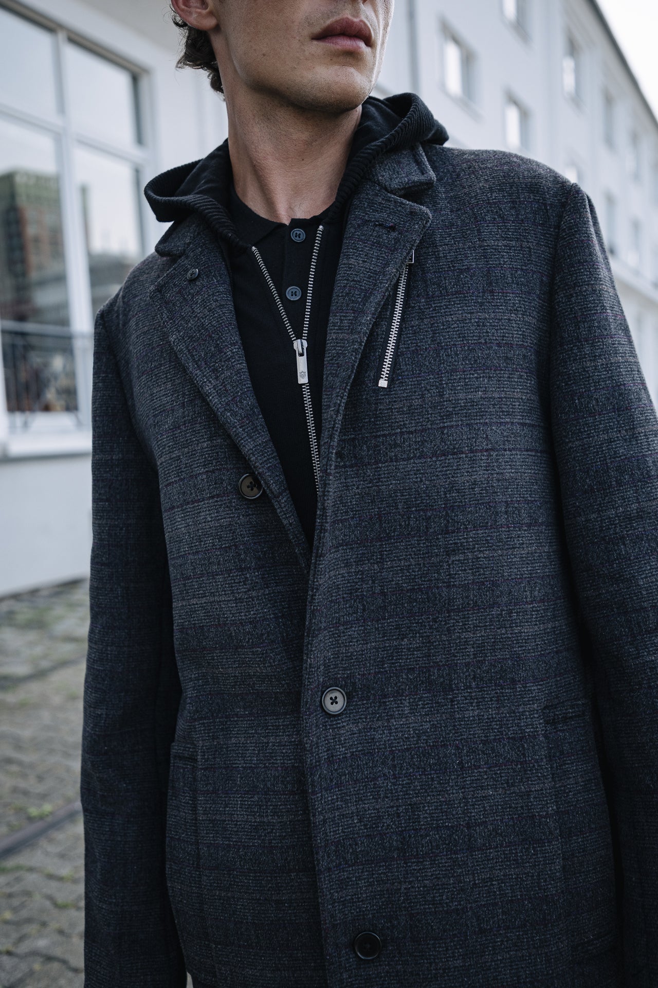 Veste à carreaux Men Danton Checks dark grey | Freeman T. Porter