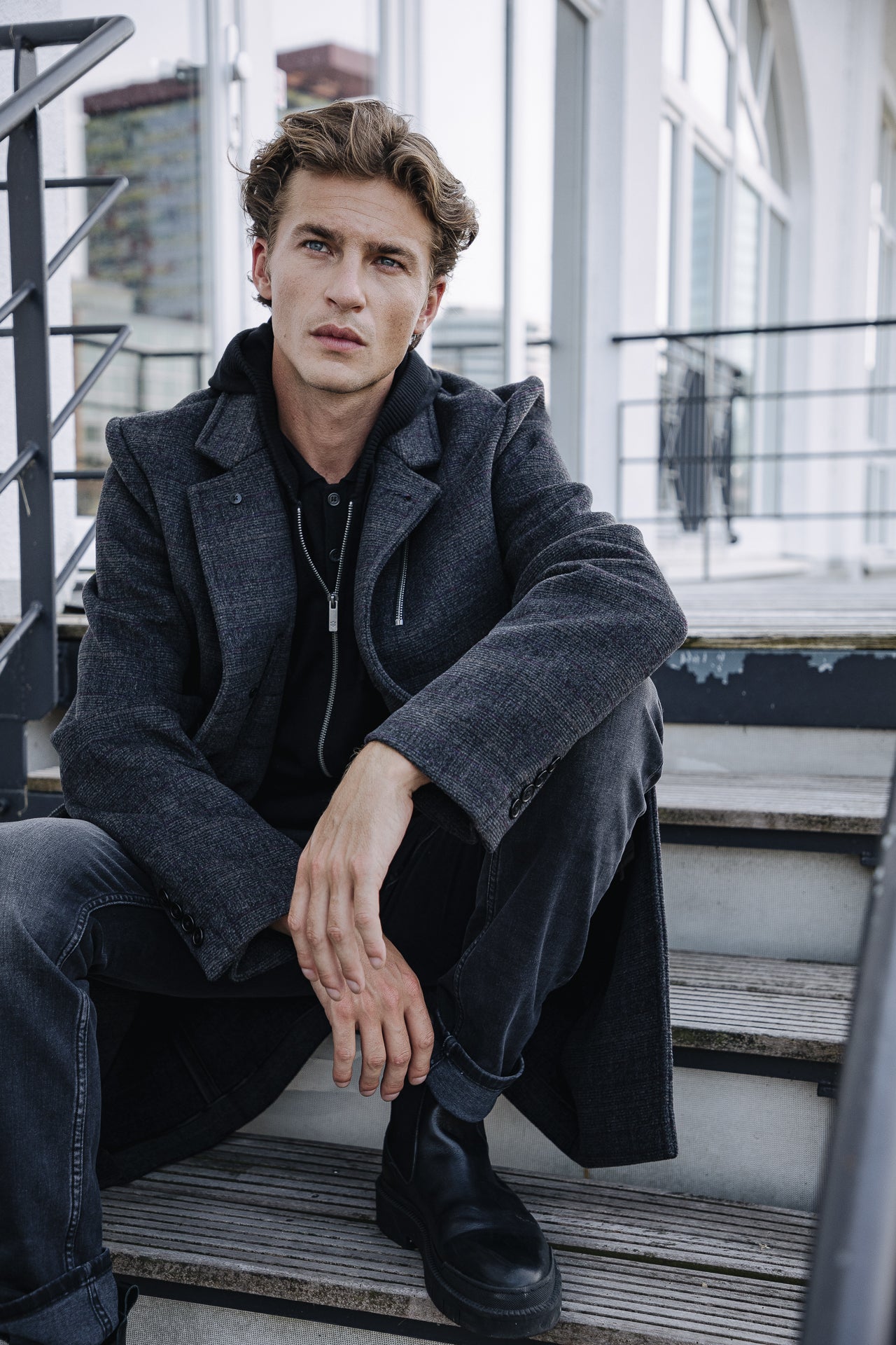 Veste à carreaux Men Danton Checks dark grey | Freeman T. Porter