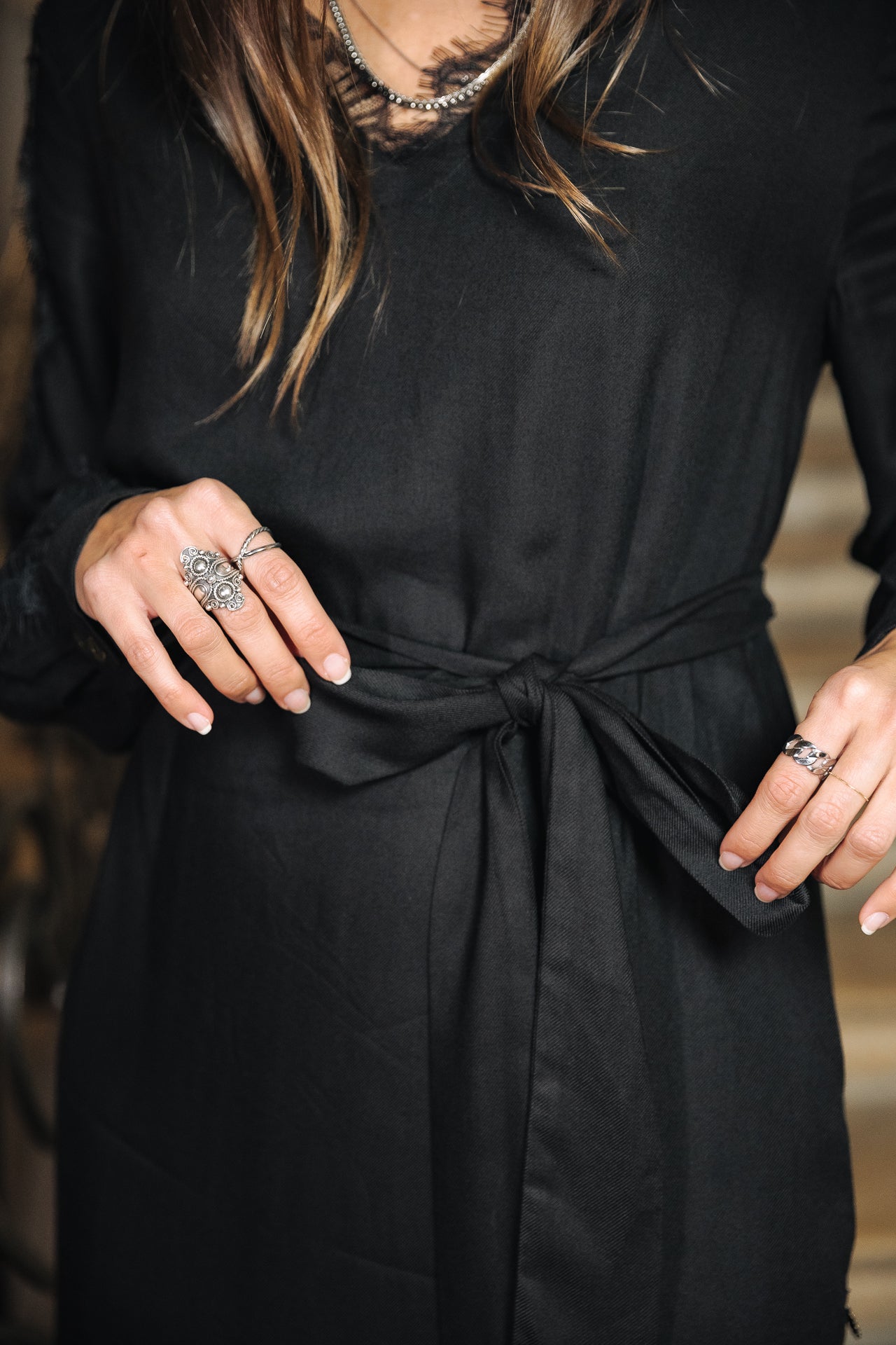 Robe manches longues Frau Riselle Plain Color black | Freeman T. Porter