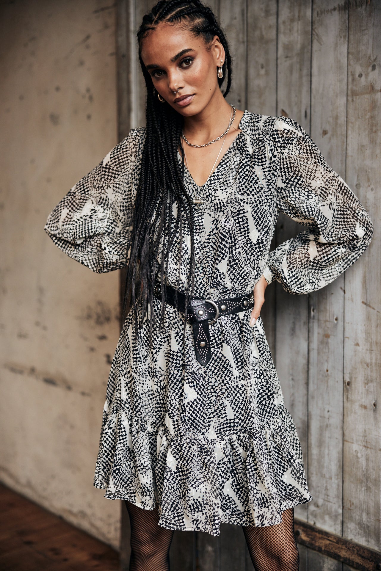 Robe courte Woman Rosaline Checkers white | Freeman T. Porter