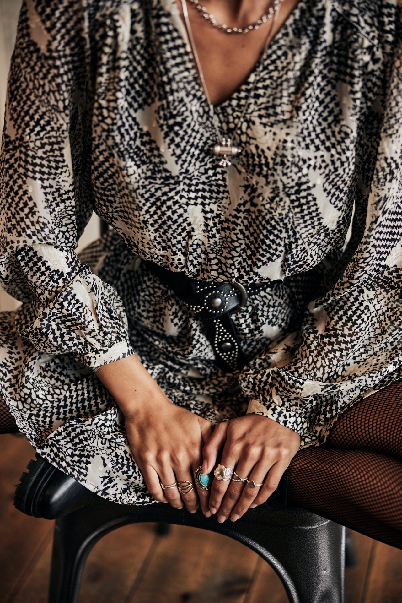 Robe courte Frau Rosaline Checkers white | Freeman T. Porter