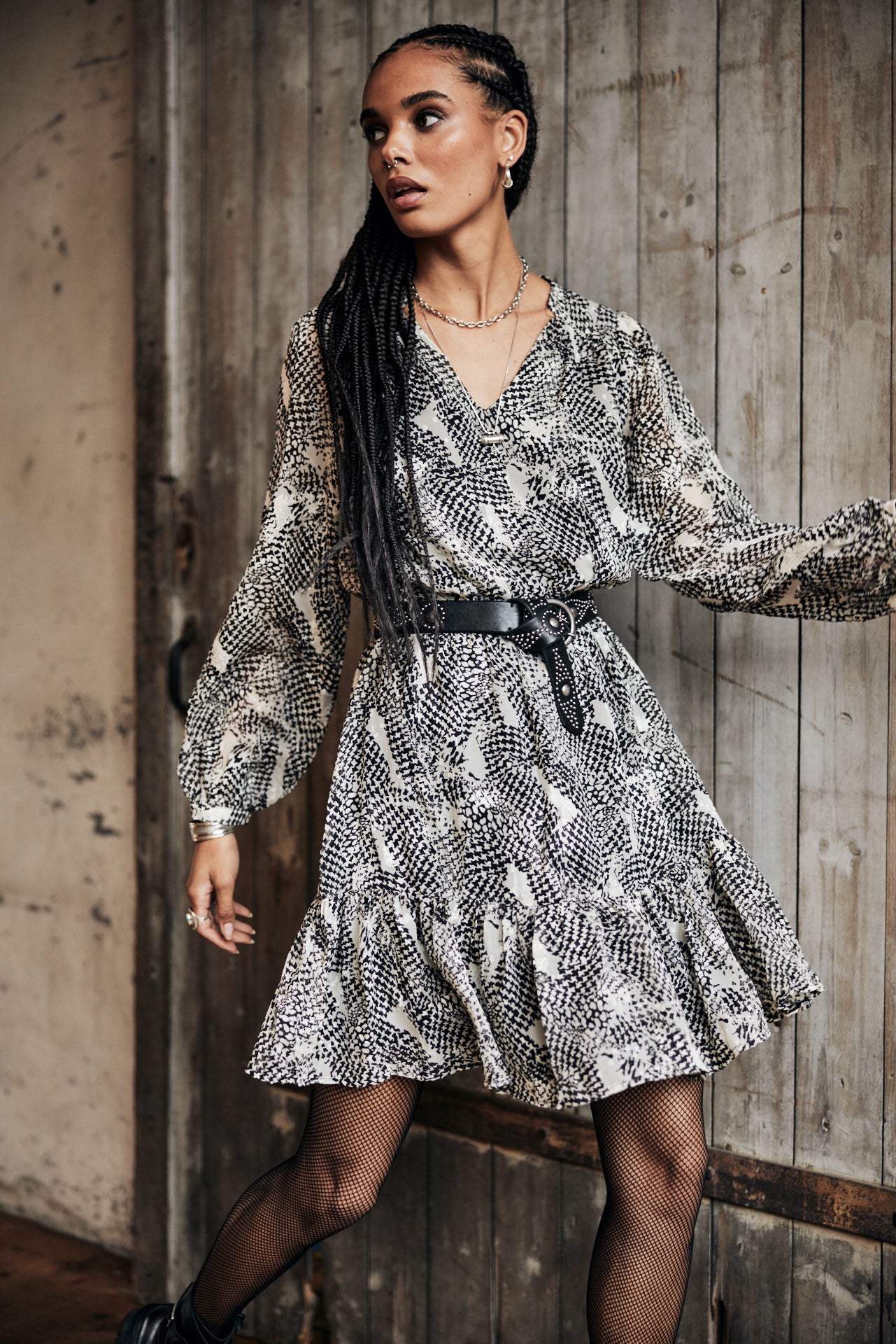 Robe courte Frau Rosaline Checkers white | Freeman T. Porter