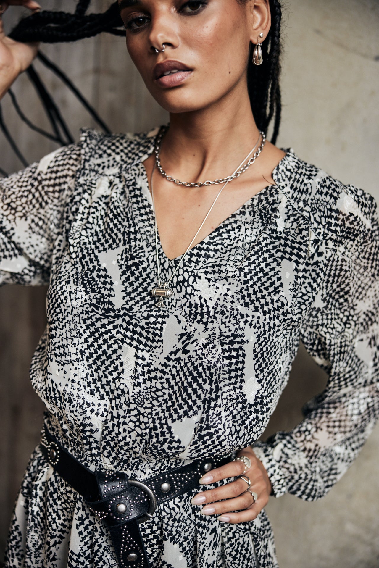 Robe courte Frau Rosaline Checkers white | Freeman T. Porter