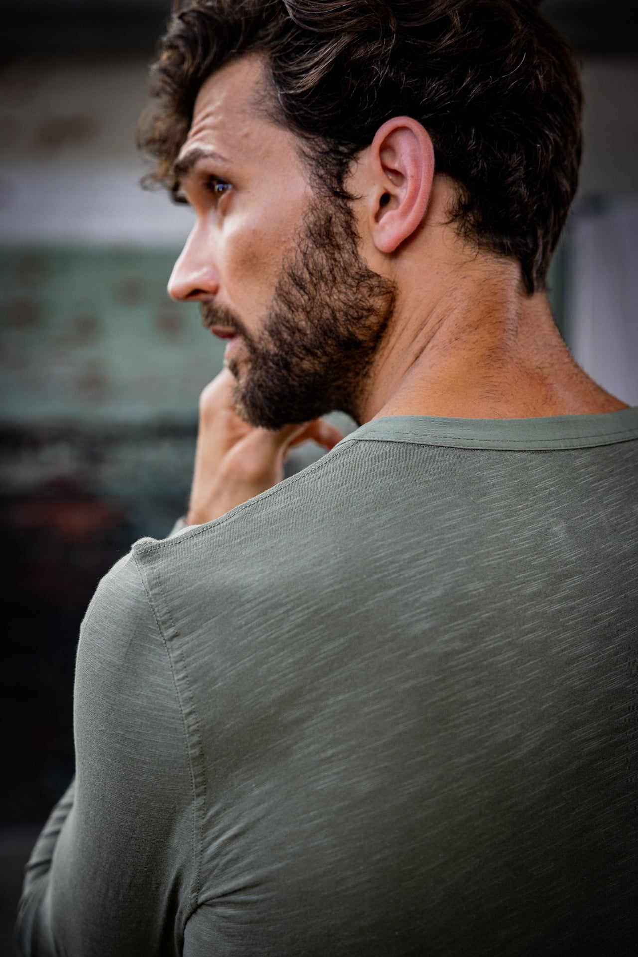 T-Shirt manches longues Hombres Sinbad dusty olive | Freeman T. Porter