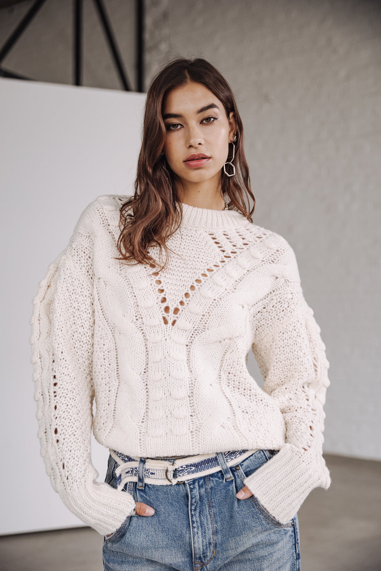 Pull manches ballon Femme Prudence egret | Freeman T. Porter