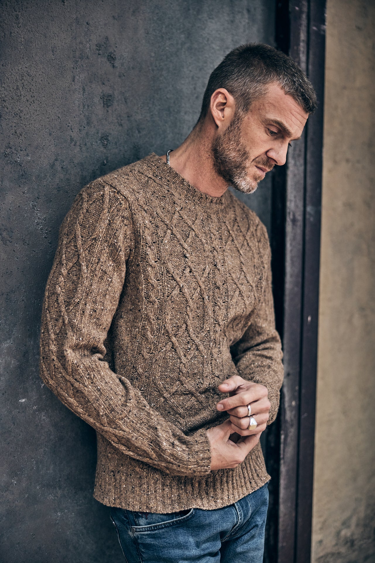 Pull col rond Unisex Helmut Mille Fili camel chine | Freeman T. Porter