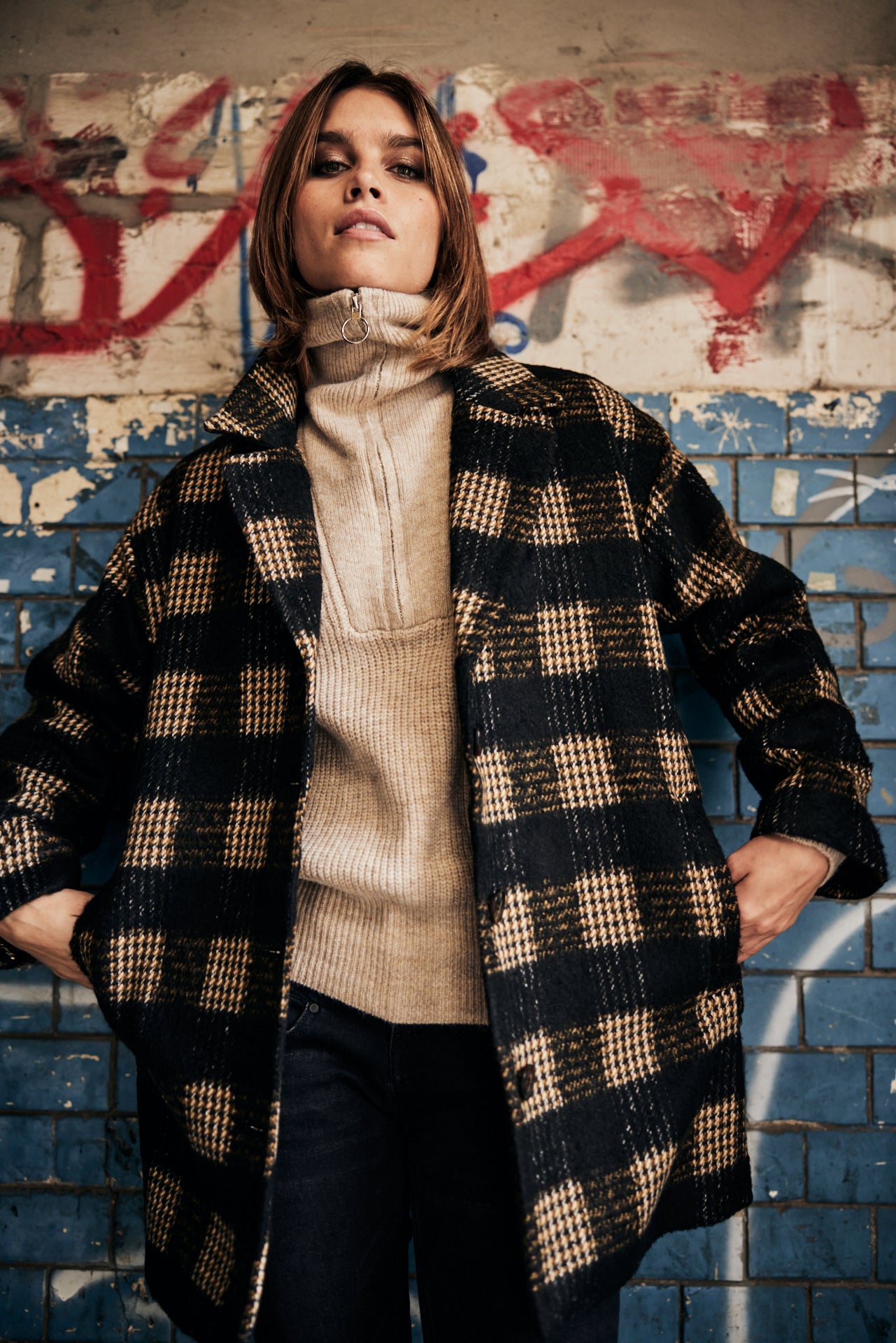 Manteau en drap de laine Femme Micky Woods golden oak | Freeman T. Porter