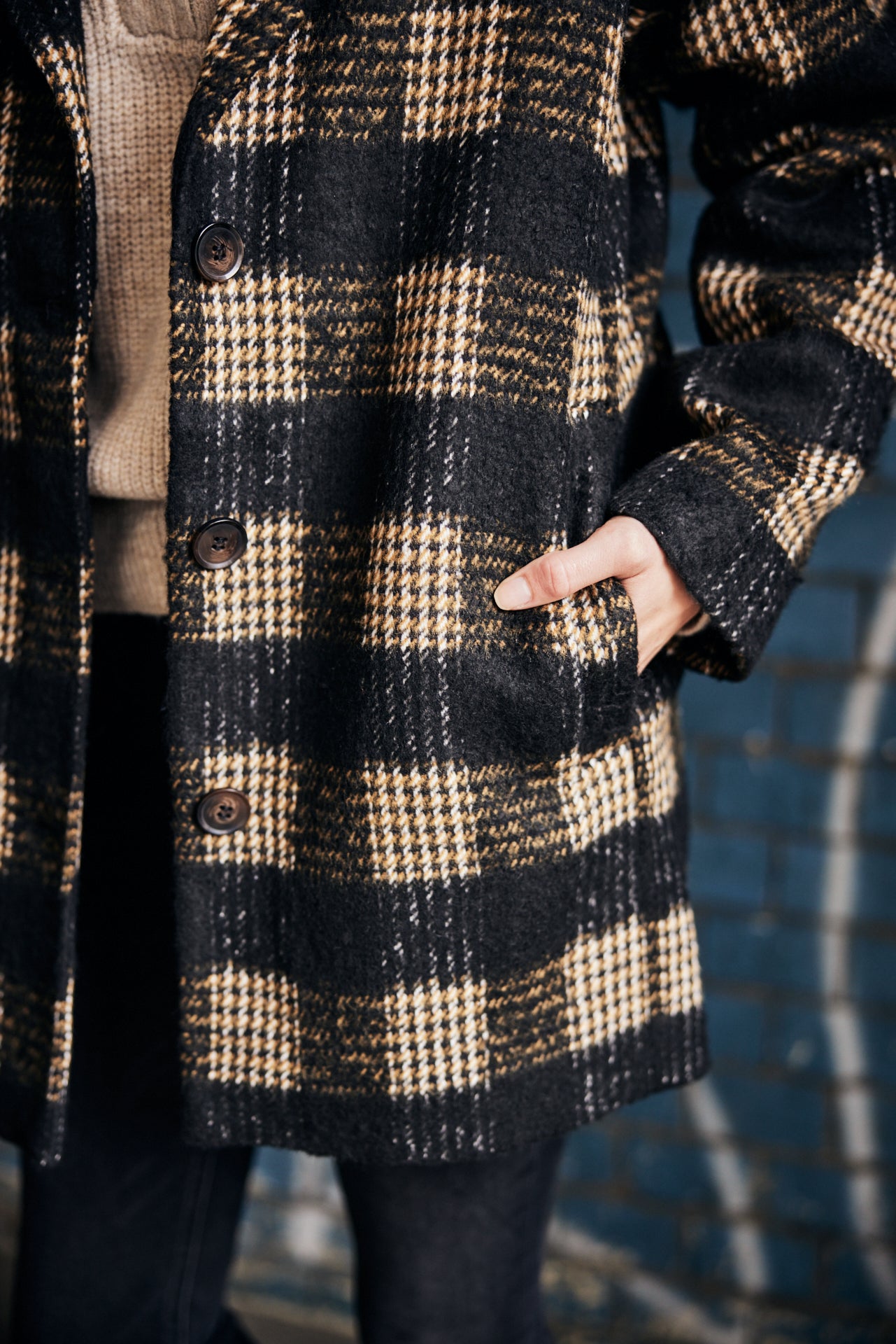 Manteau en drap de laine Femme Micky Woods golden oak | Freeman T. Porter