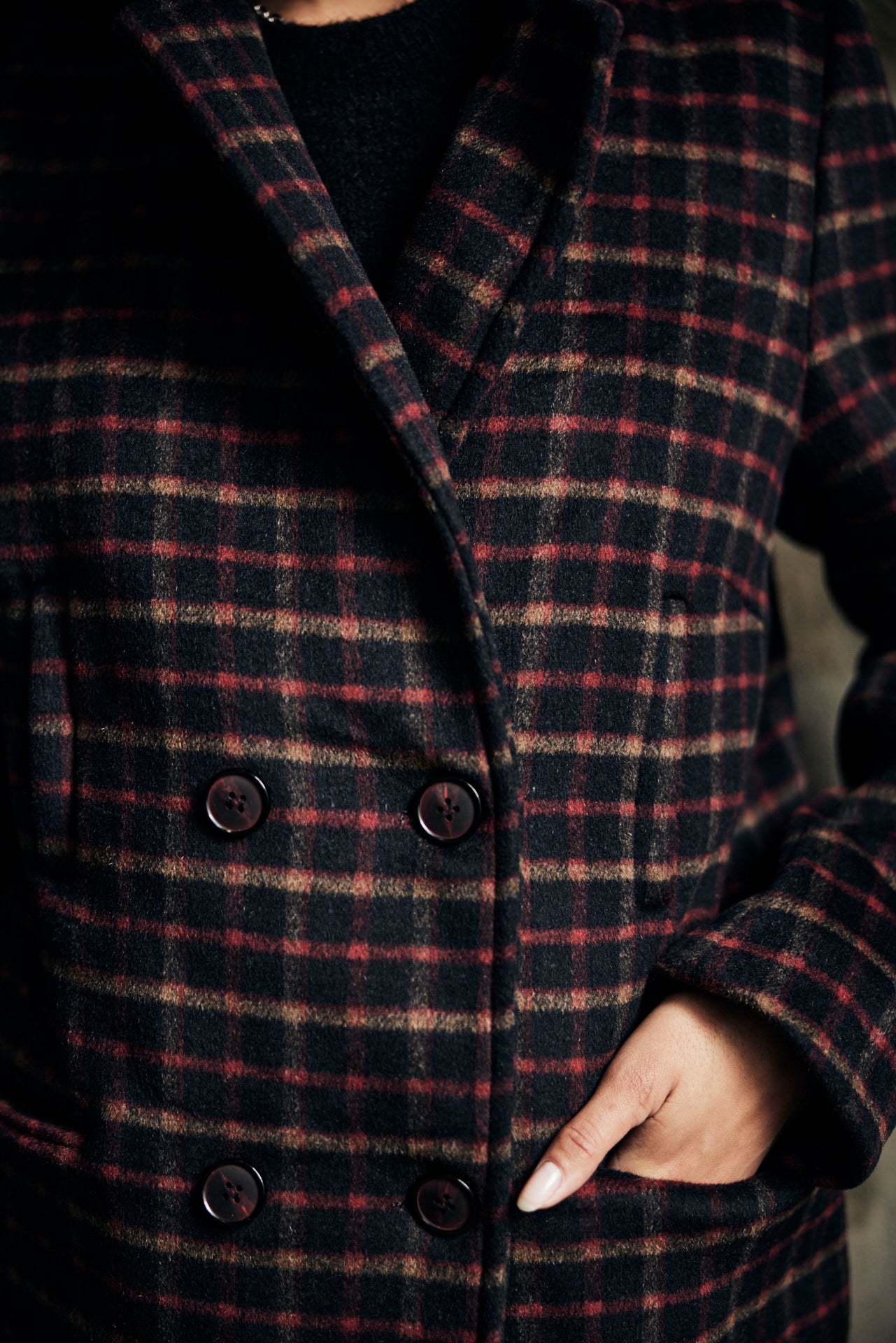 Manteau en drap de laine Frau Maryline British black | Freeman T. Porter