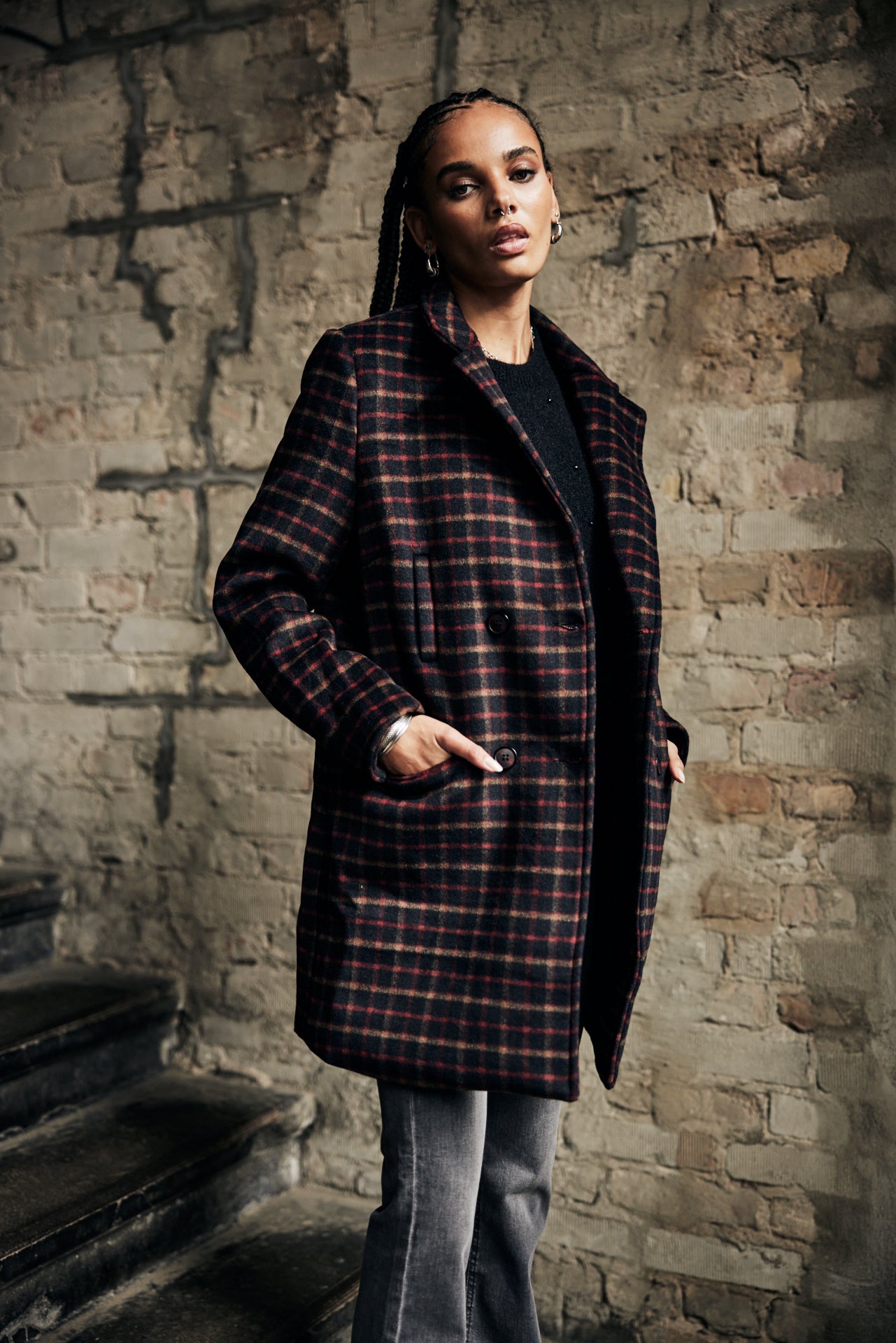 Manteau en drap de laine Frau Maryline British black | Freeman T. Porter