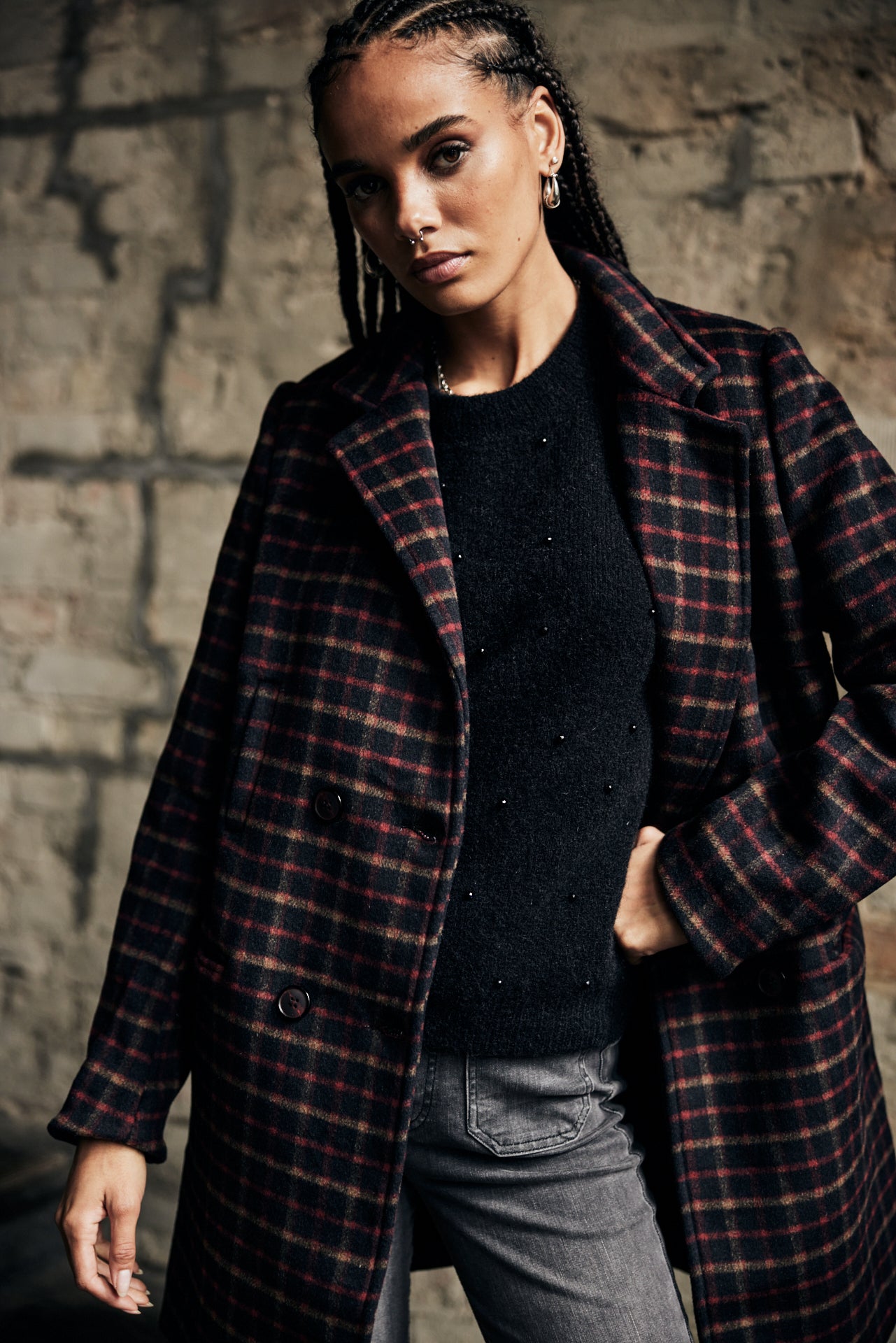 Manteau en drap de laine Frau Maryline British black | Freeman T. Porter