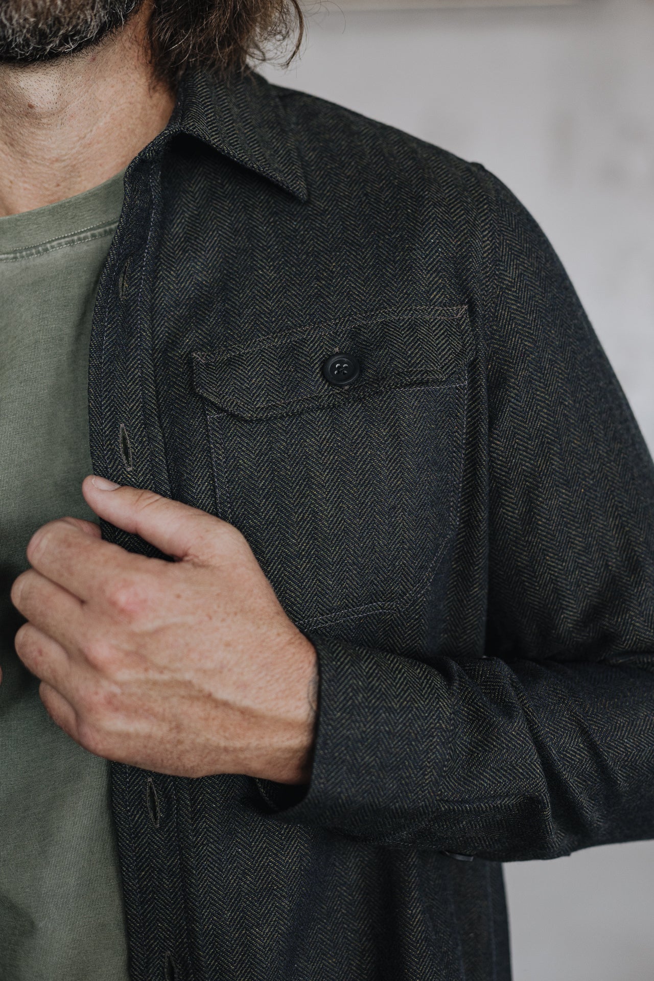 Surchemise Unisex Bolton Herringbone dusty olive | Freeman T. Porter