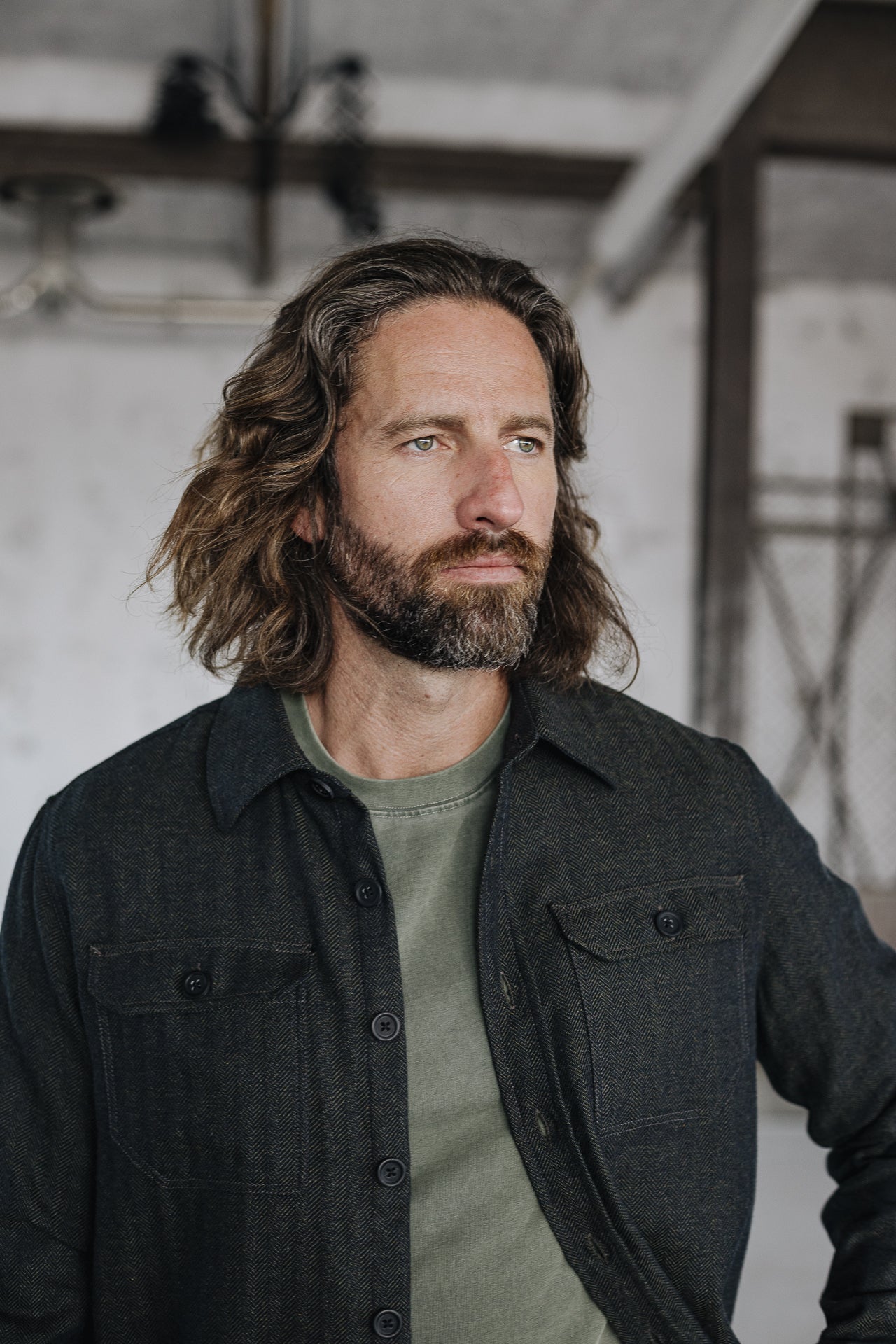 Surchemise Unisex Bolton Herringbone dusty olive | Freeman T. Porter