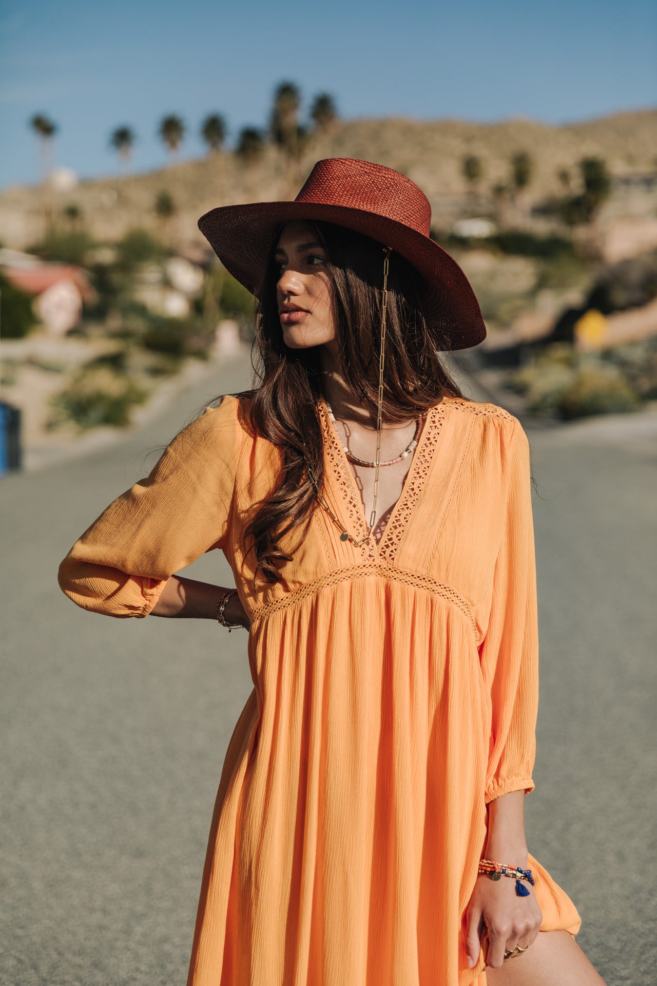 Robe courte ample Frau Rafilda Plain Color safran | Freeman T. Porter