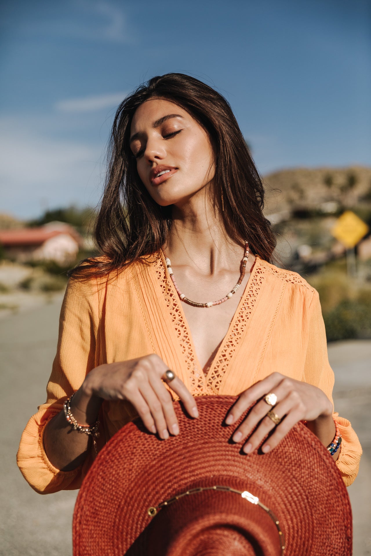 Robe courte ample Frau Rafilda Plain Color safran | Freeman T. Porter