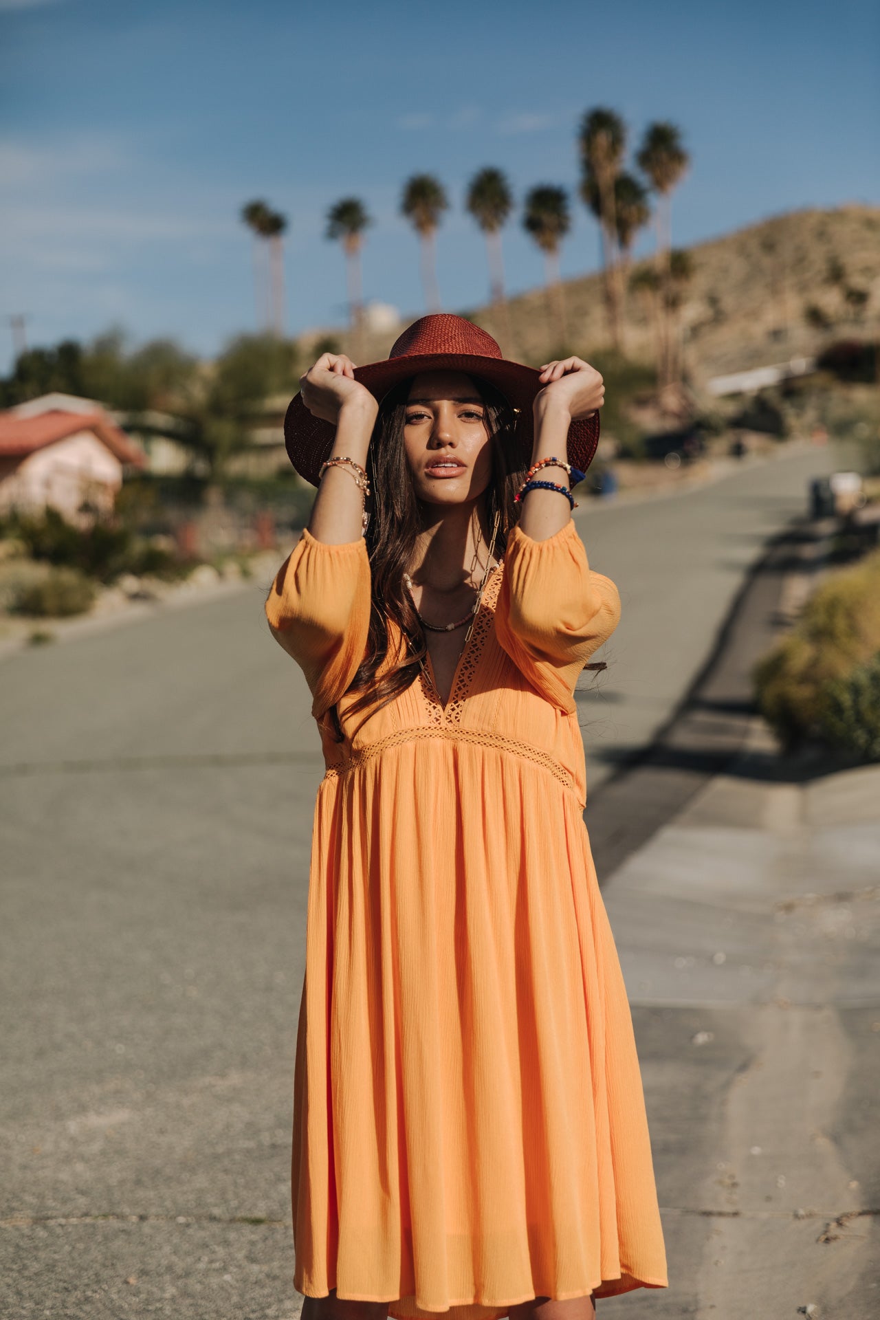 Robe courte ample Frau Rafilda Plain Color safran | Freeman T. Porter