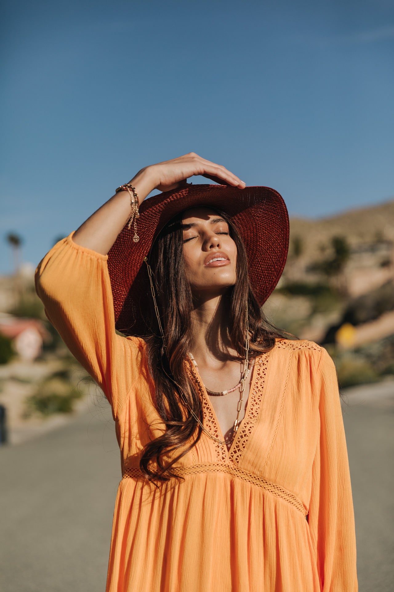 Robe courte ample Frau Rafilda Plain Color safran | Freeman T. Porter