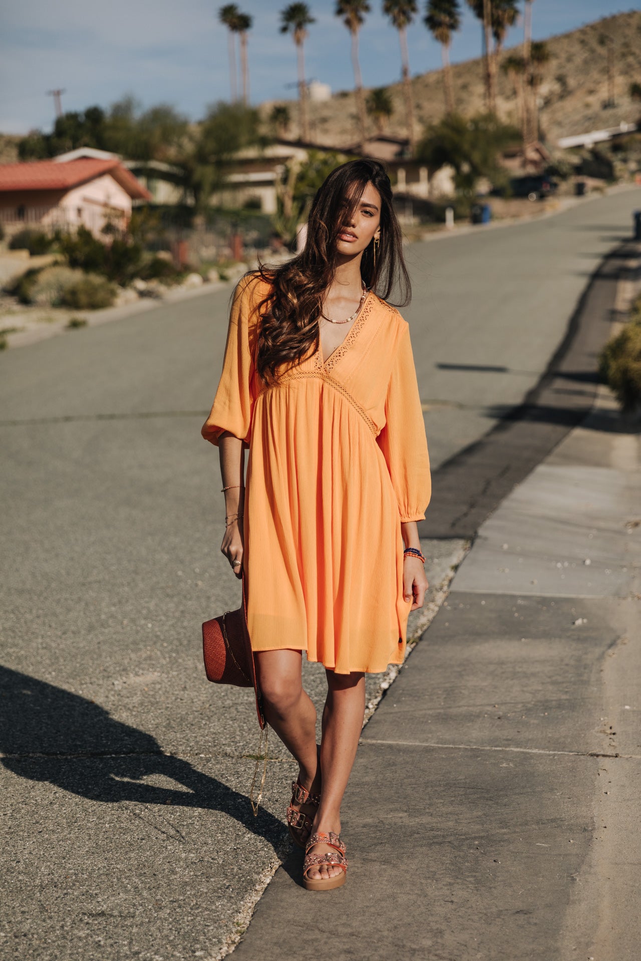 Robe courte ample Frau Rafilda Plain Color safran | Freeman T. Porter
