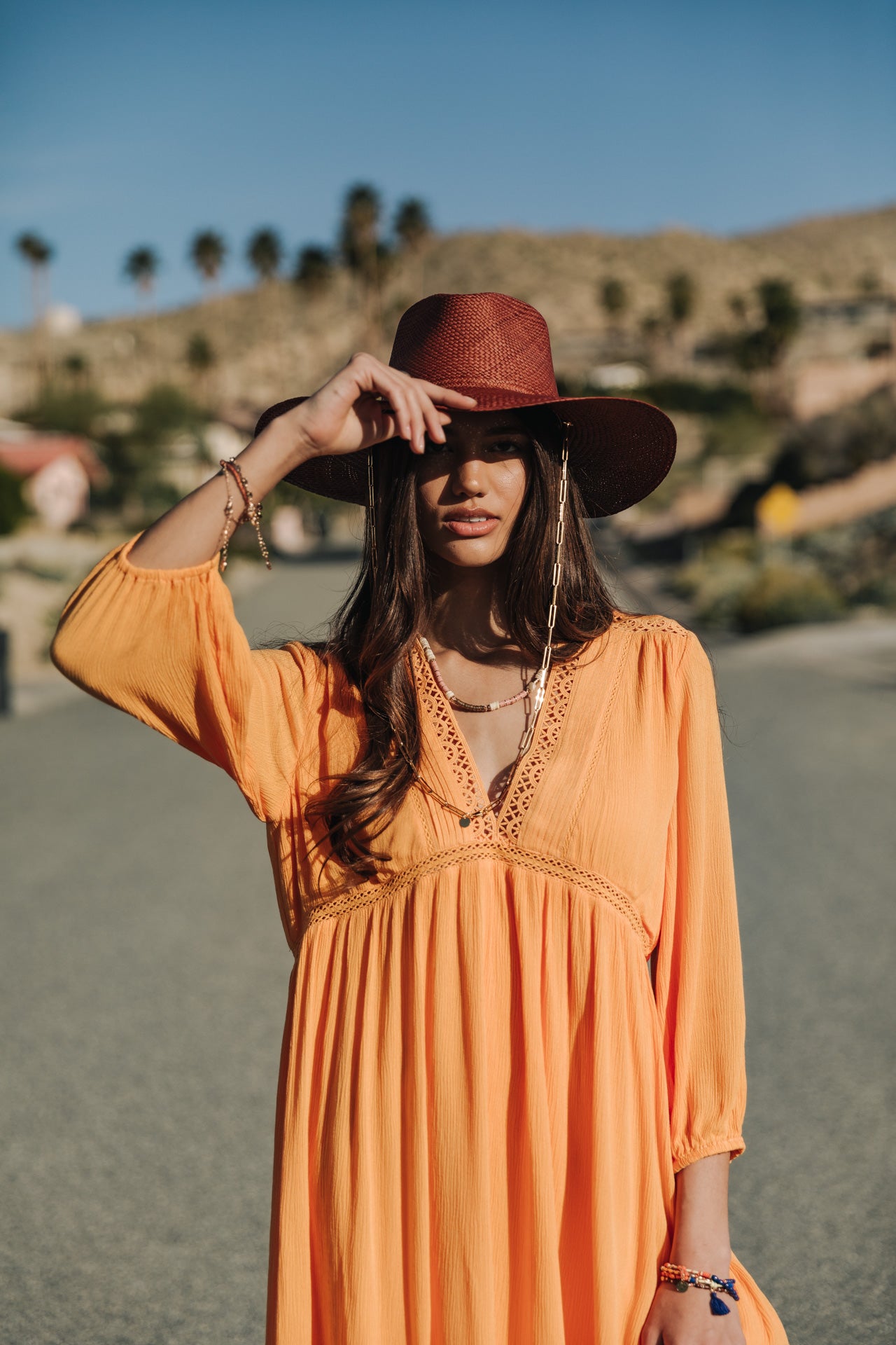 Robe courte ample Frau Rafilda Plain Color safran | Freeman T. Porter