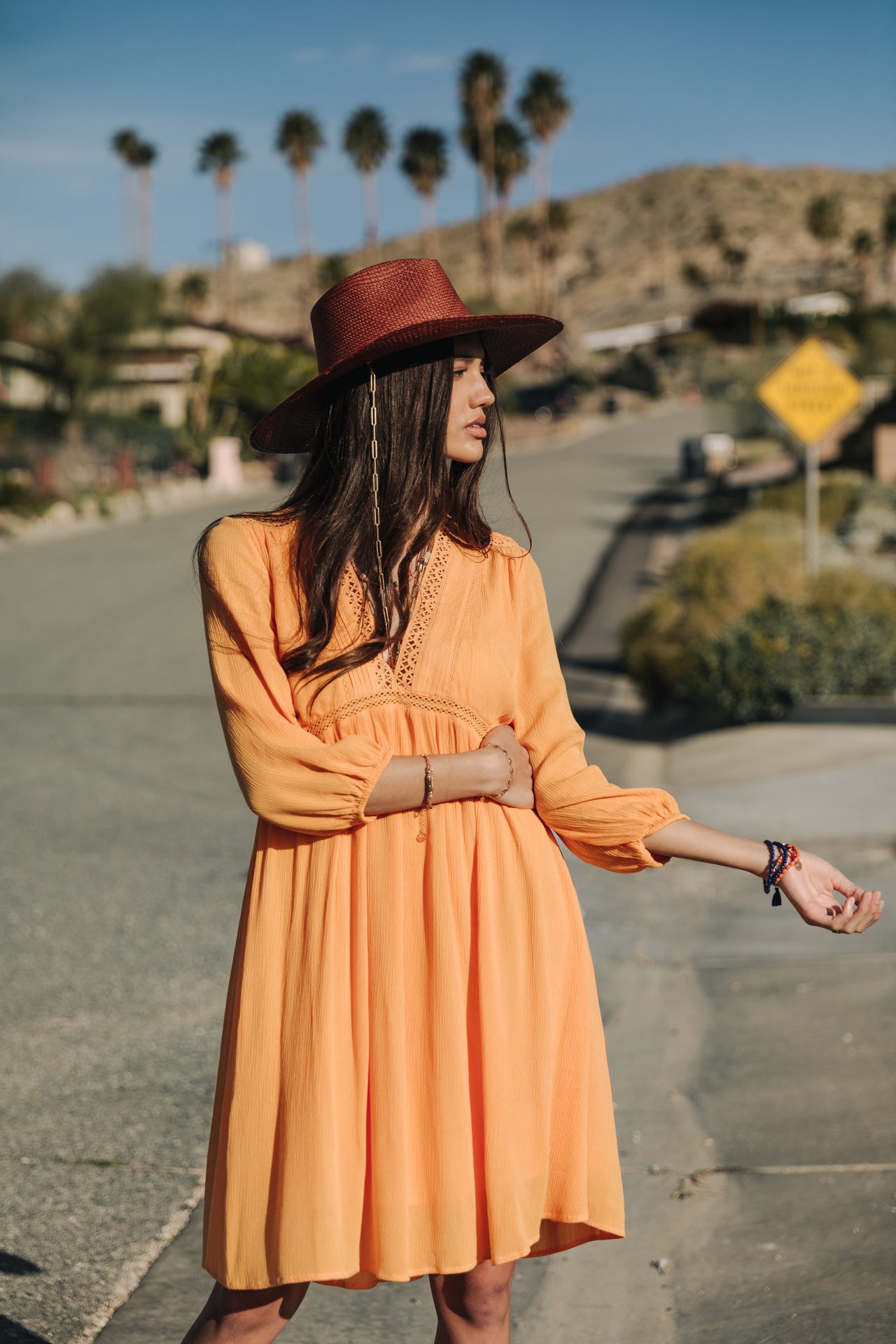 Robe courte ample Frau Rafilda Plain Color safran | Freeman T. Porter