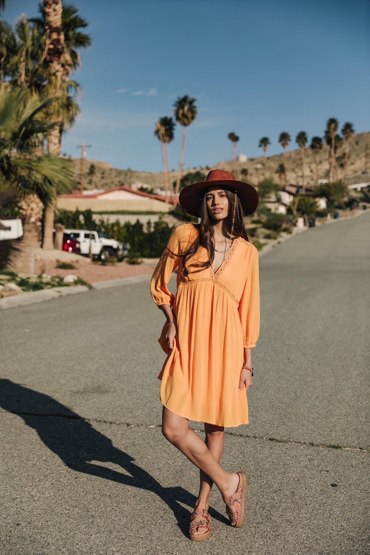 Robe courte ample Frau Rafilda Plain Color safran | Freeman T. Porter