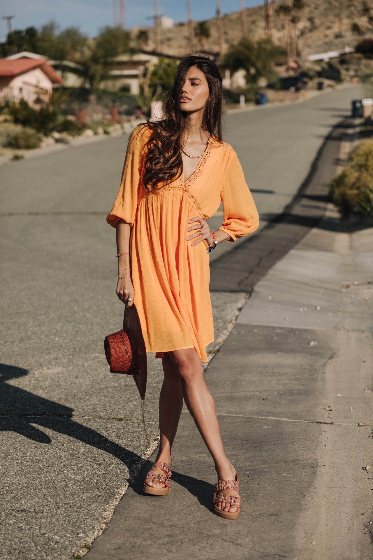 Robe courte ample Frau Rafilda Plain Color safran | Freeman T. Porter