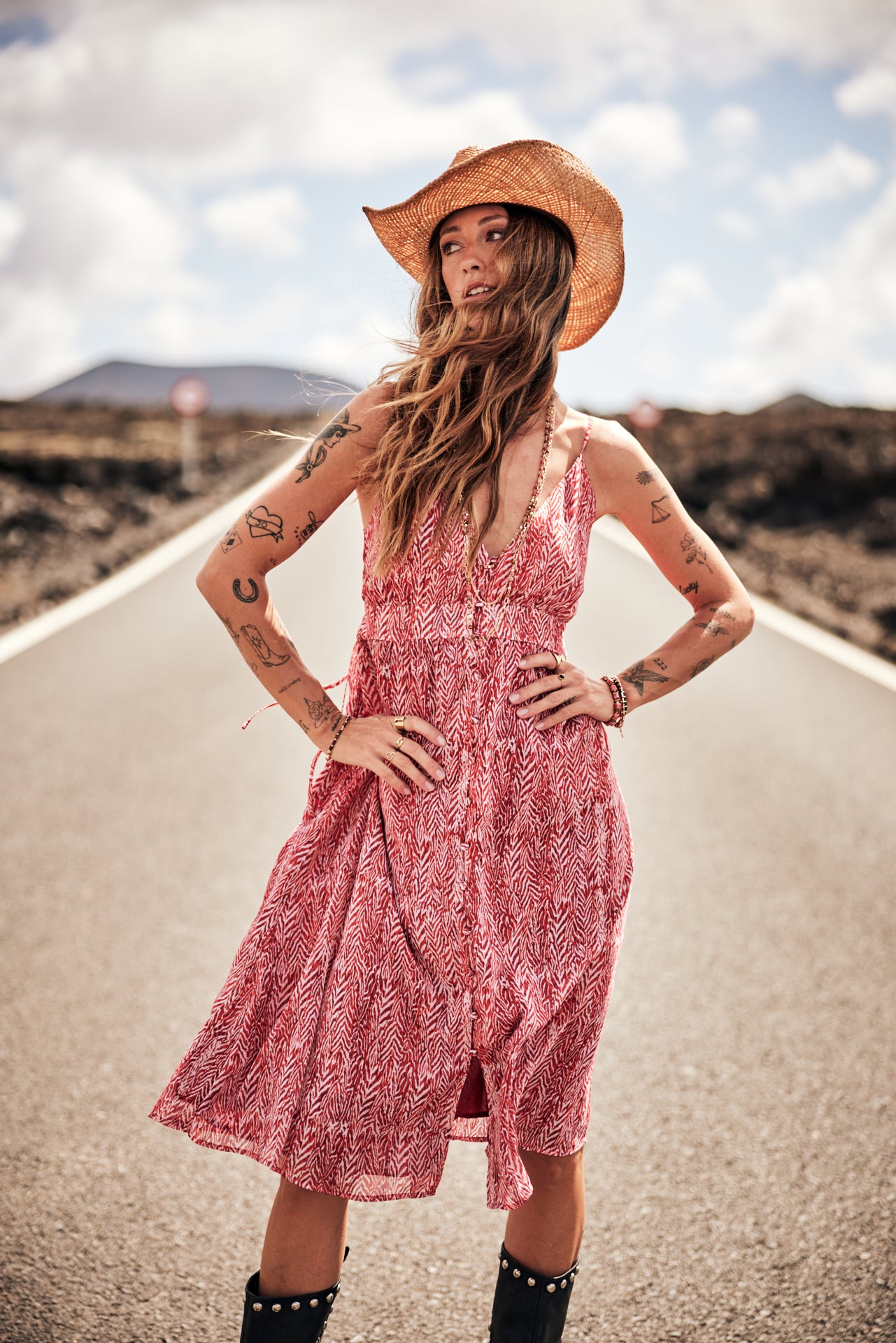 Robe longue Frau Reny Tigrea fiery red | Freeman T. Porter