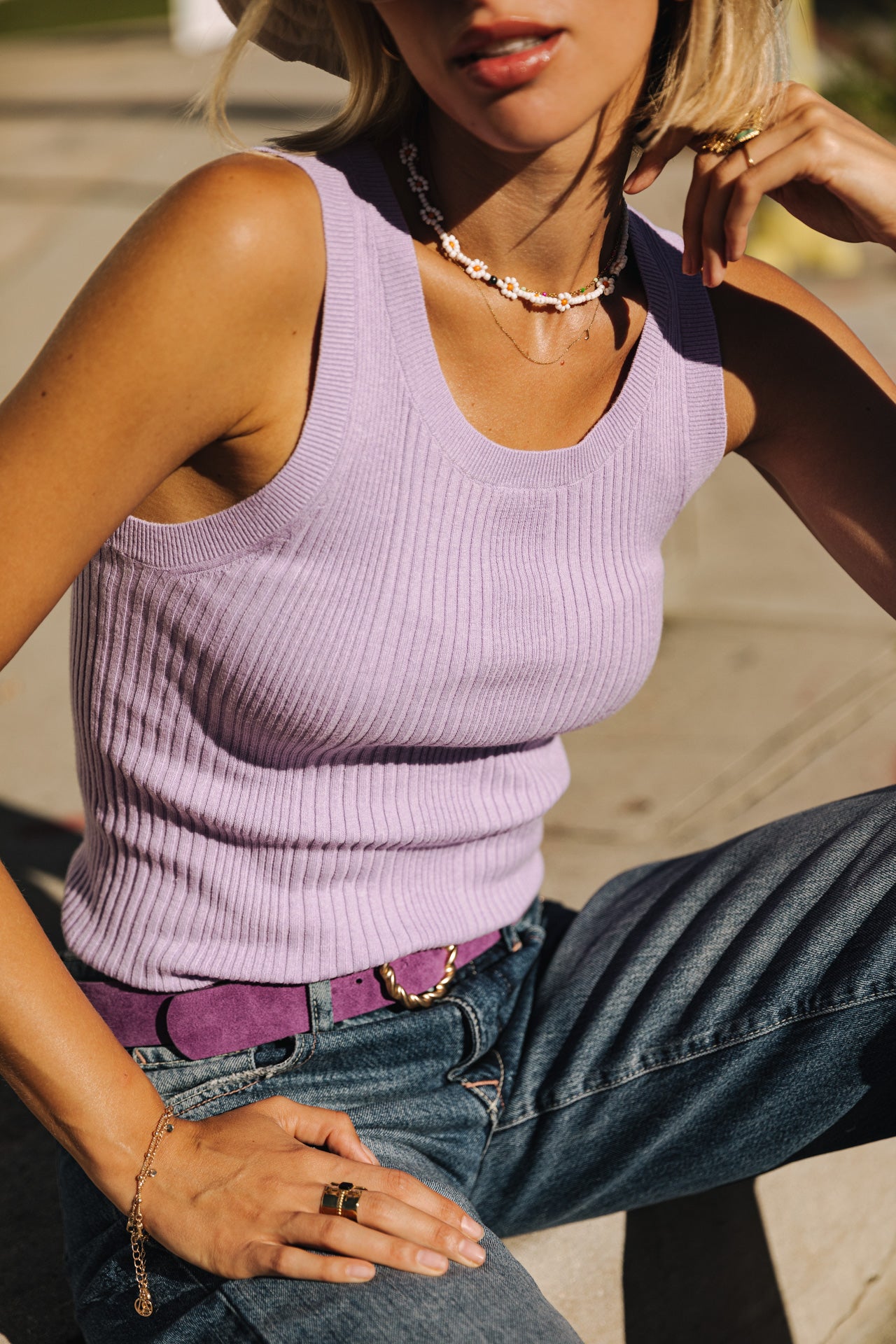 Débardeur en maille Femme Dorothea mauve | Freeman T. Porter