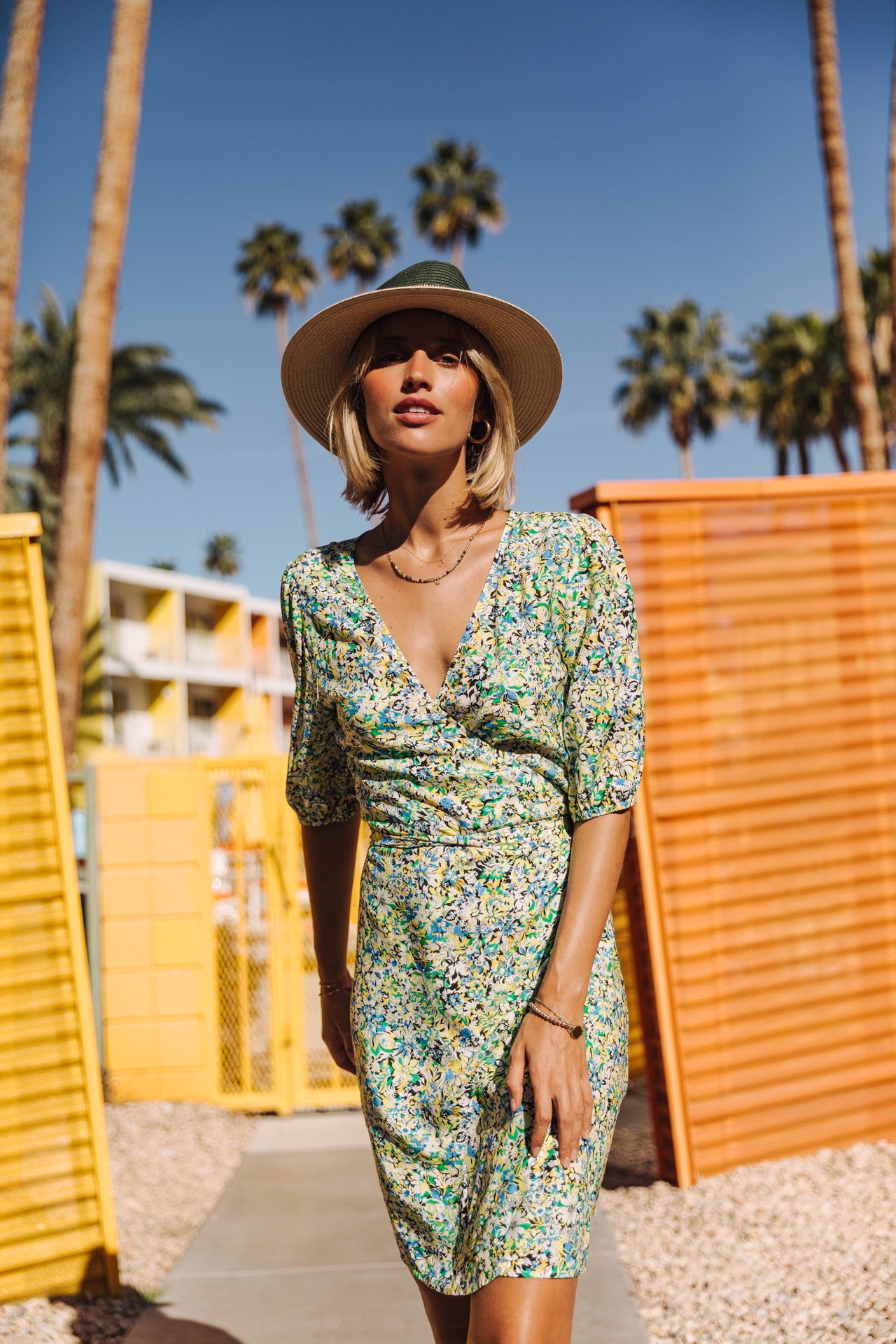 Robe courte porte-feuille Woman Laurence Parodia safety yellow | Freeman T. Porter