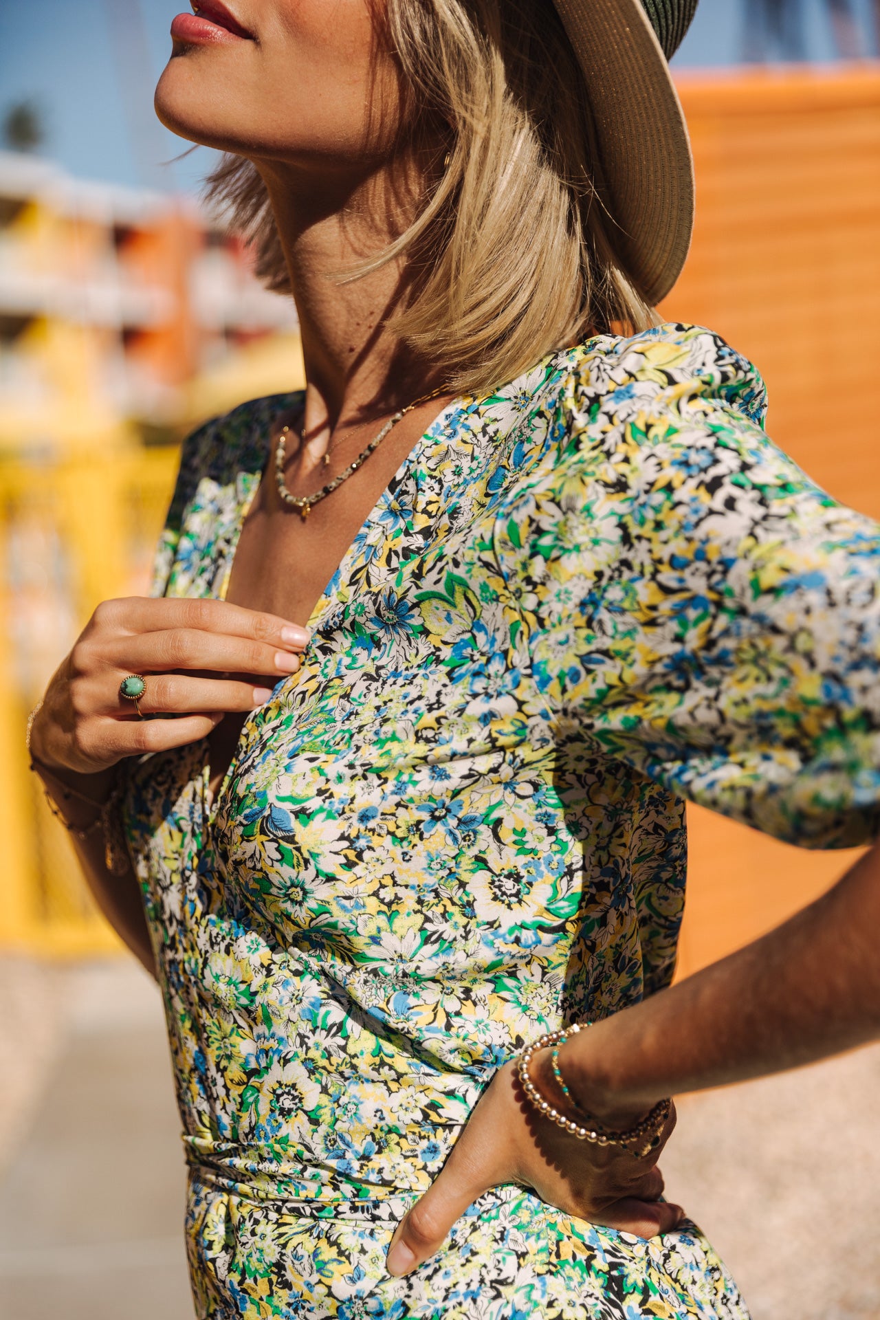 Robe courte porte-feuille Woman Laurence Parodia safety yellow | Freeman T. Porter