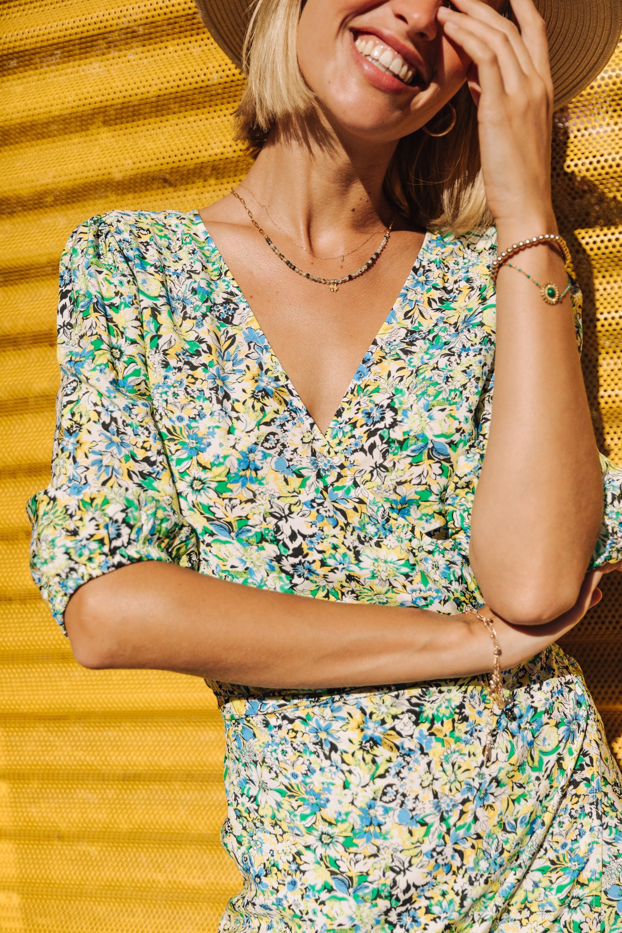 Robe courte porte-feuille Woman Laurence Parodia safety yellow | Freeman T. Porter