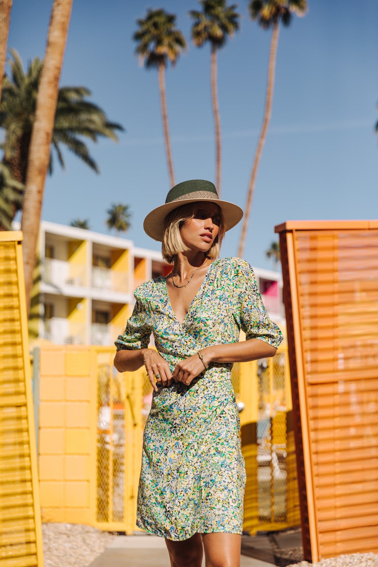 Robe courte porte-feuille Woman Laurence Parodia safety yellow | Freeman T. Porter