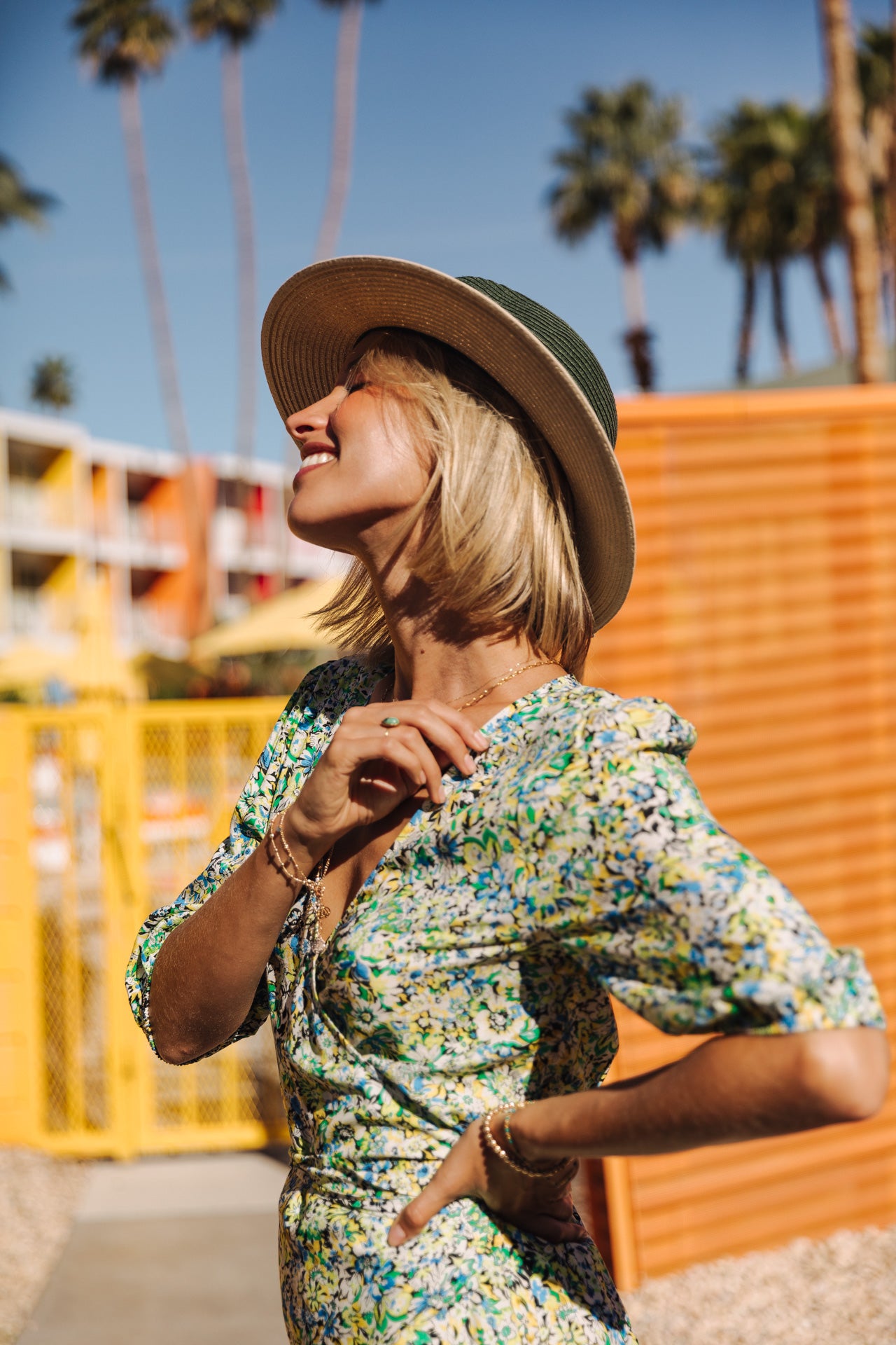 Robe courte porte-feuille Woman Laurence Parodia safety yellow | Freeman T. Porter