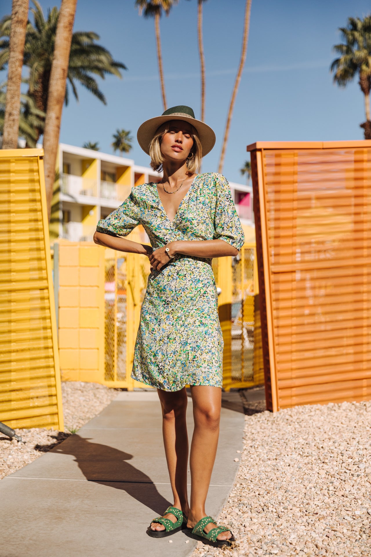 Robe courte porte-feuille Woman Laurence Parodia safety yellow | Freeman T. Porter