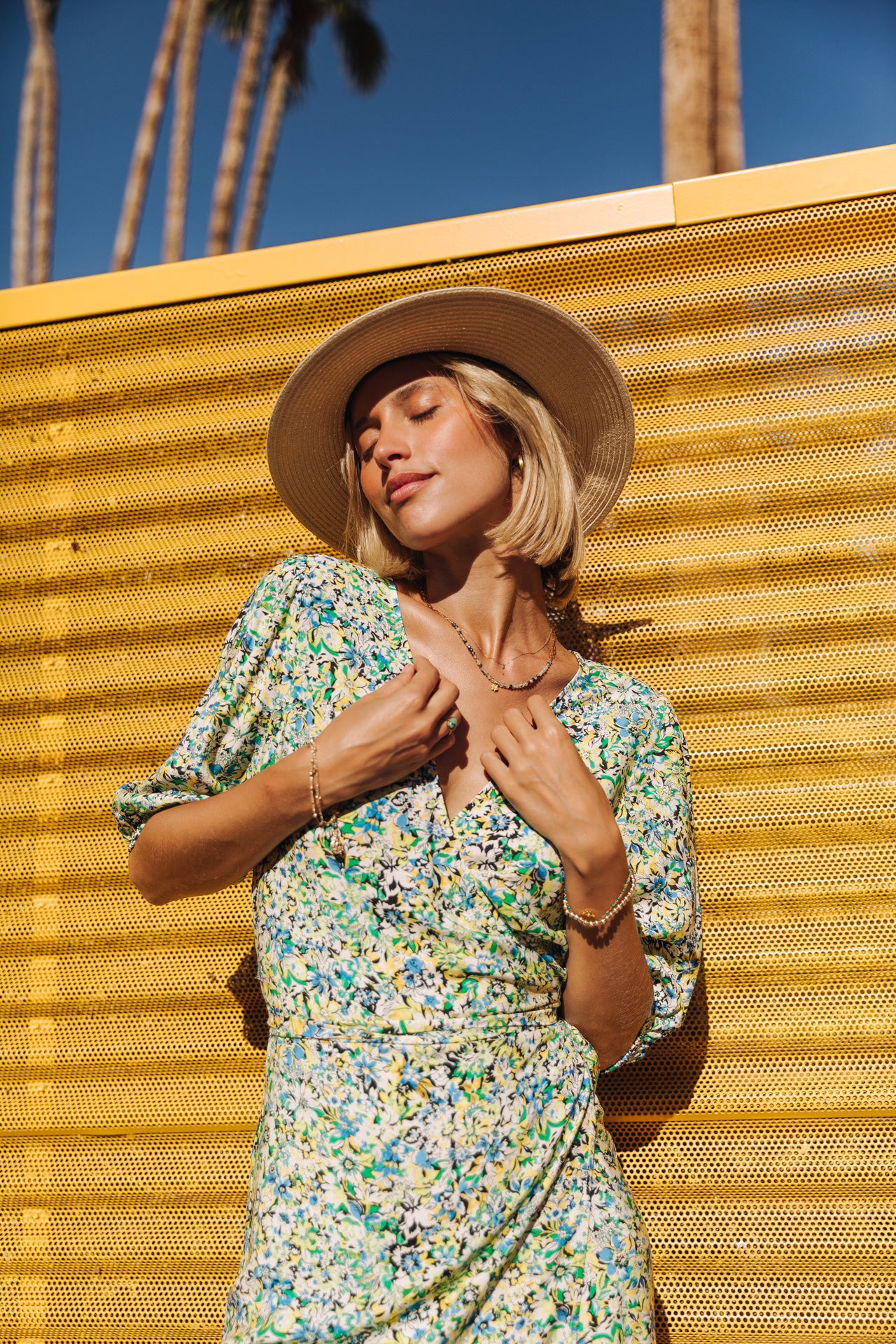 Robe courte porte-feuille Woman Laurence Parodia safety yellow | Freeman T. Porter