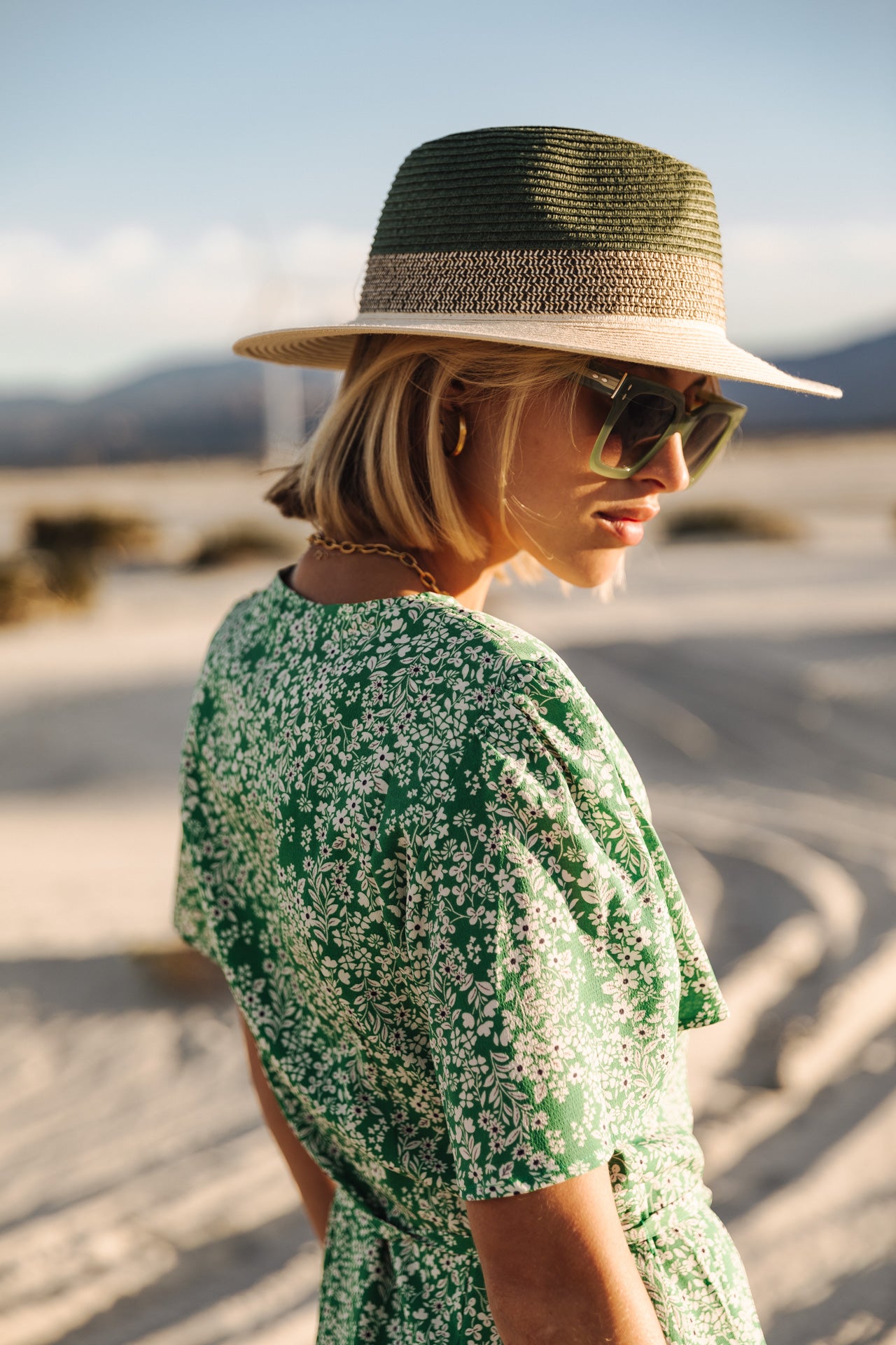 Robe courte Mujer Mila Bucolic foliage green | Freeman T. Porter