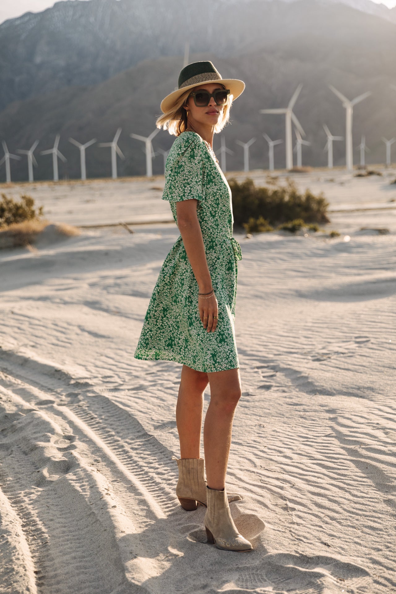 Robe courte Femme Mila Bucolic foliage green | Freeman T. Porter