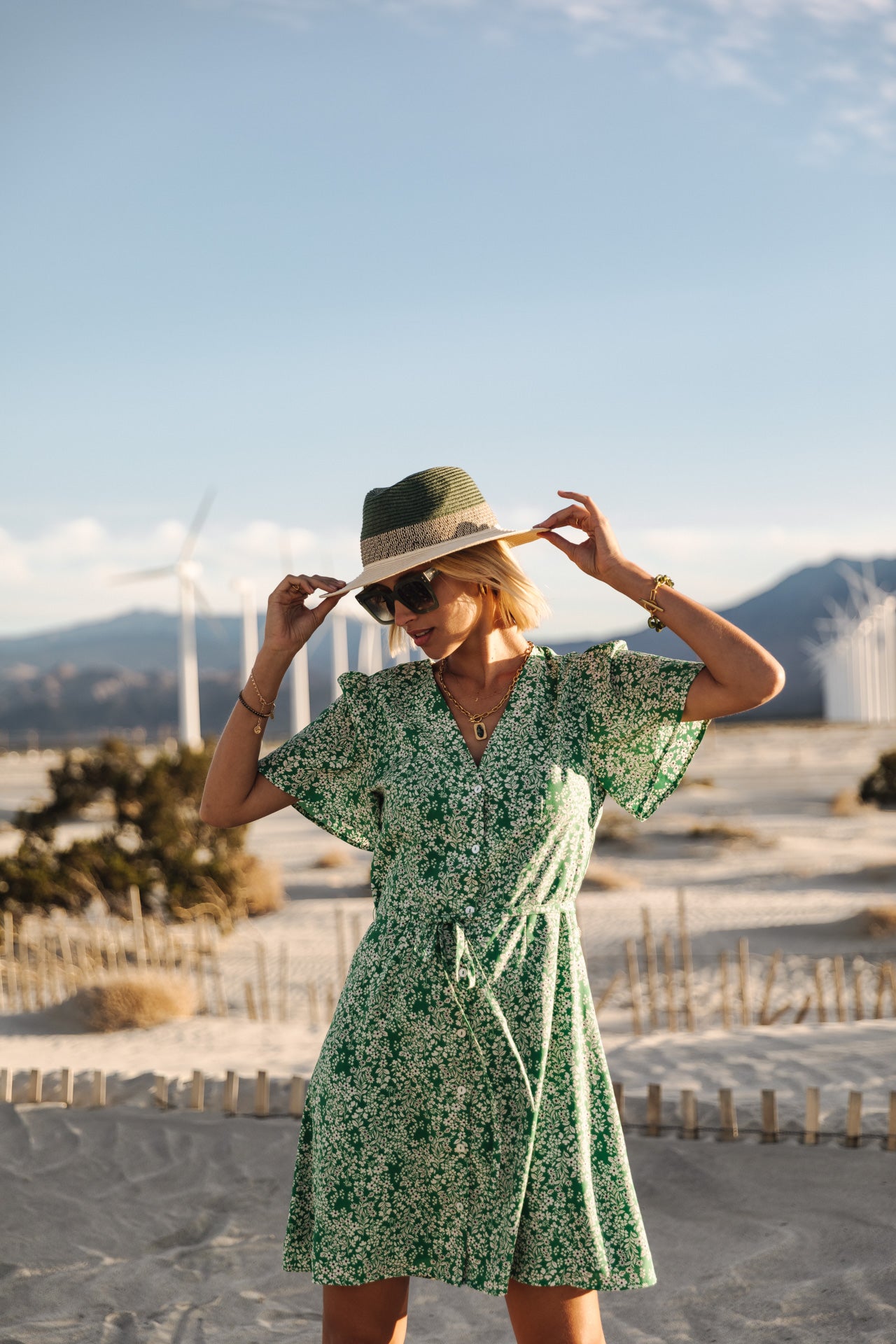 Robe courte Femme Mila Bucolic foliage green | Freeman T. Porter