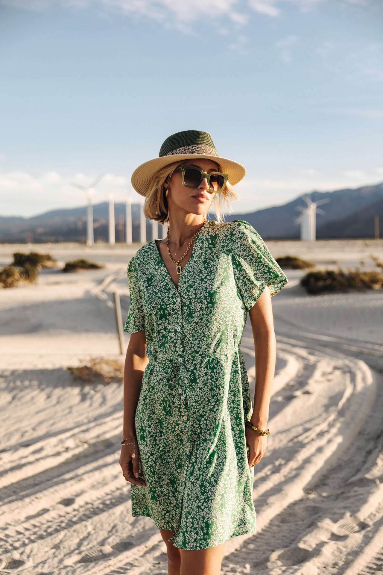 Robe courte Femme Mila Bucolic foliage green | Freeman T. Porter