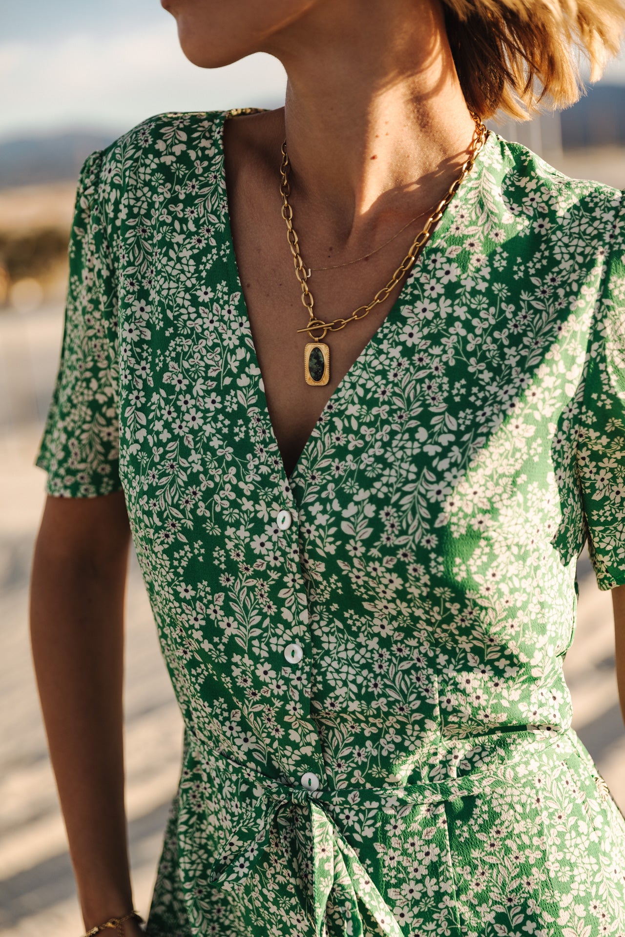 Robe courte Femme Mila Bucolic foliage green | Freeman T. Porter