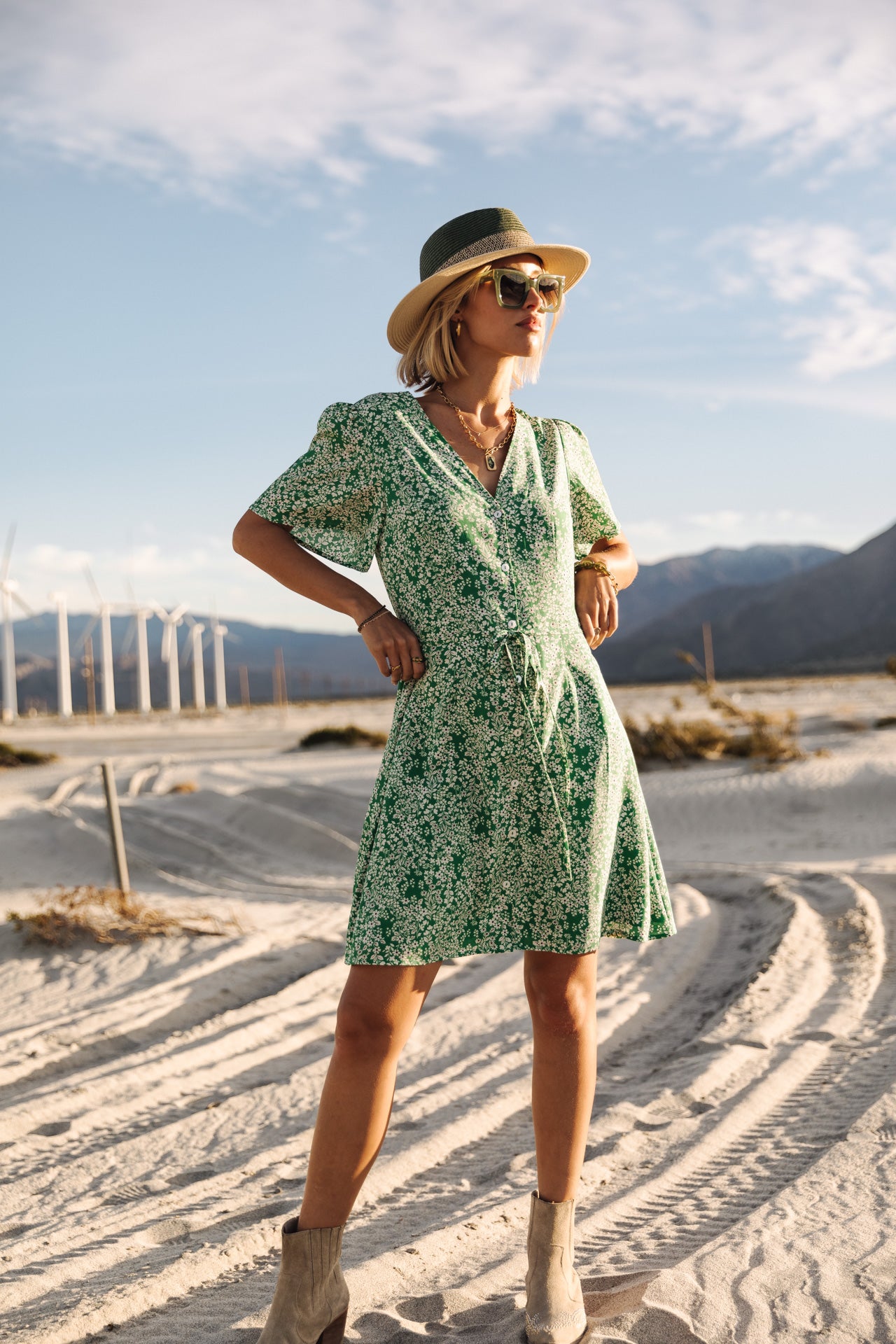 Robe courte Femme Mila Bucolic foliage green | Freeman T. Porter