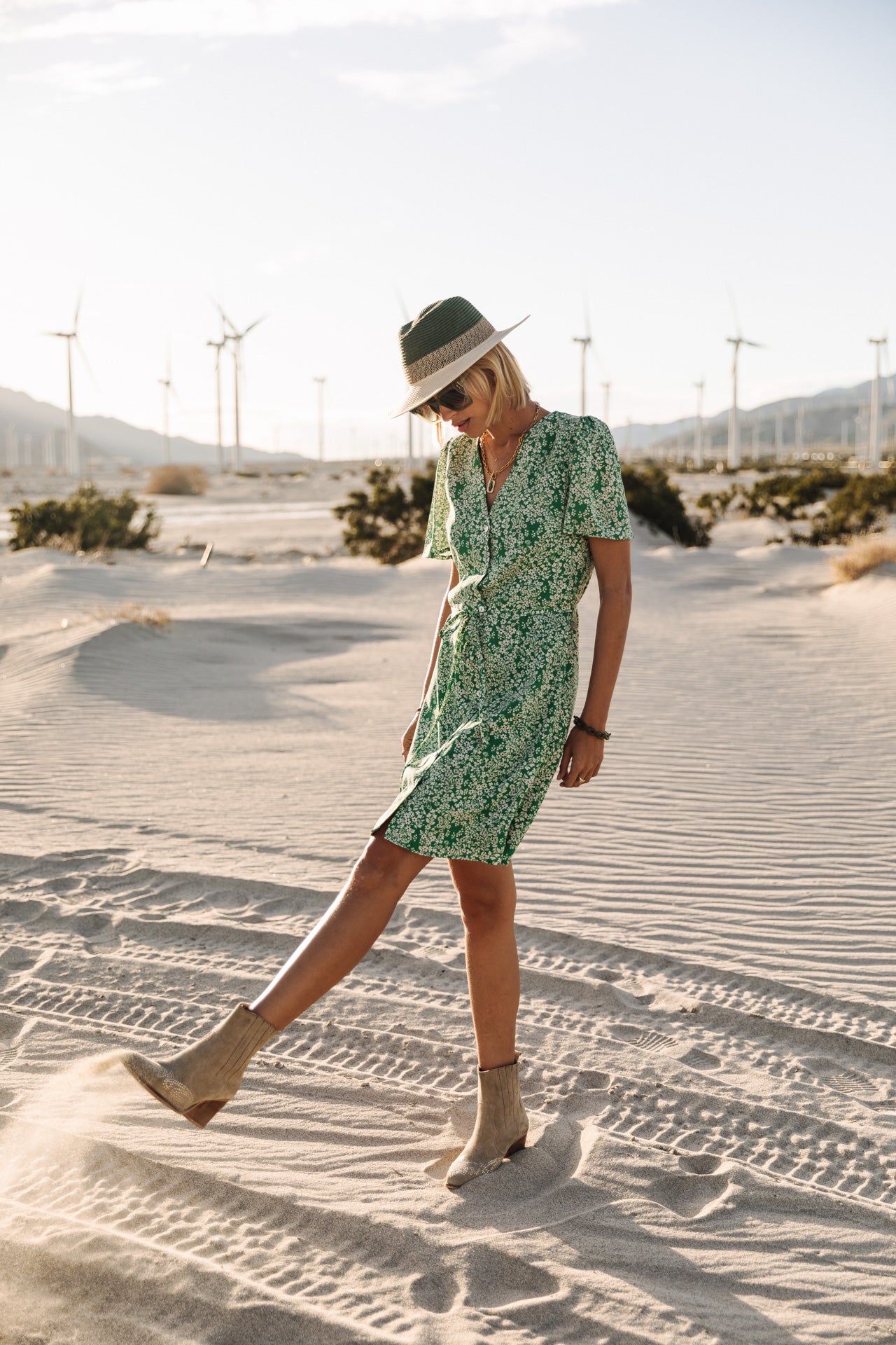 Robe courte Femme Mila Bucolic foliage green | Freeman T. Porter