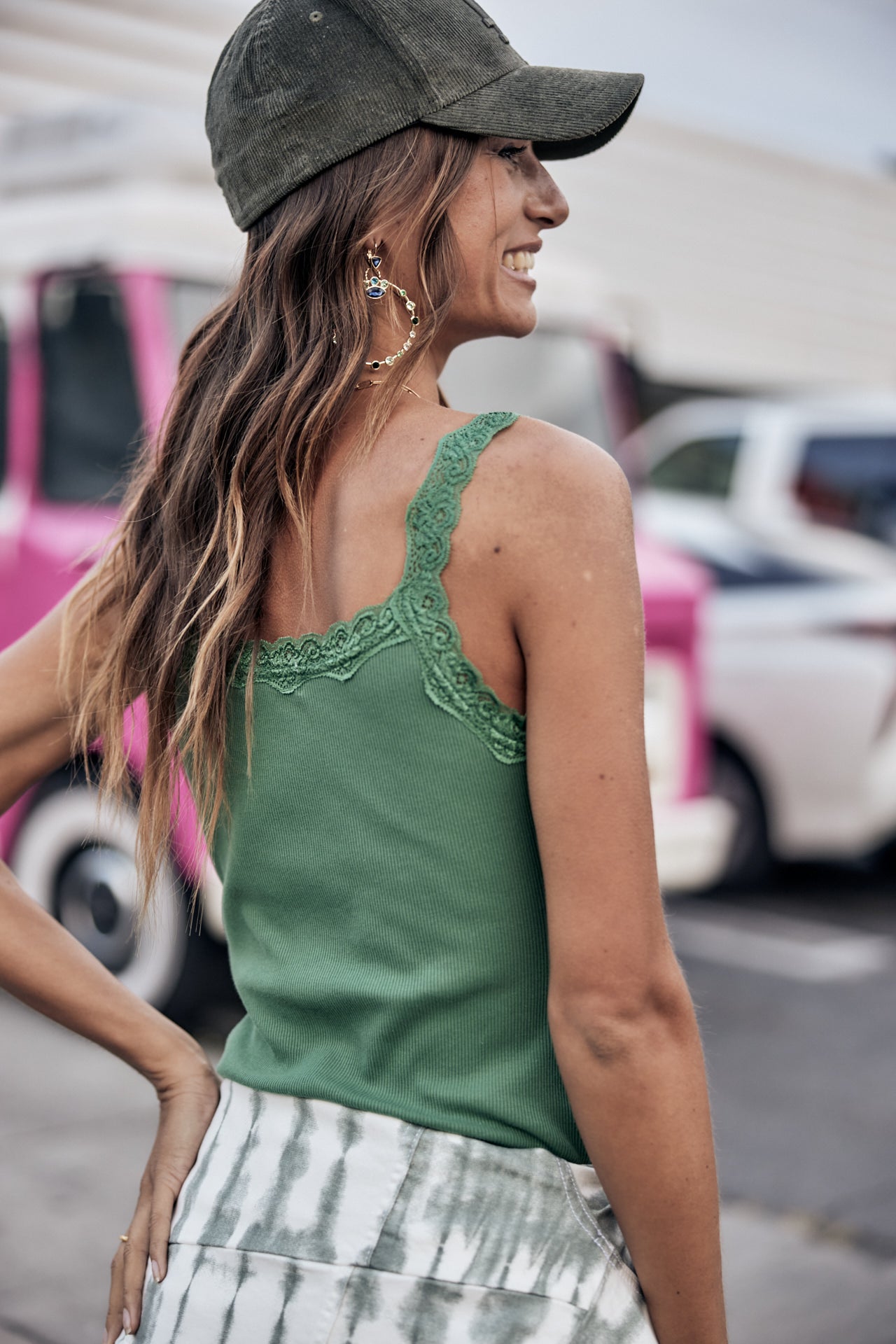 T-shirt sans manche Femme Dansy Rib foliage green | Freeman T. Porter