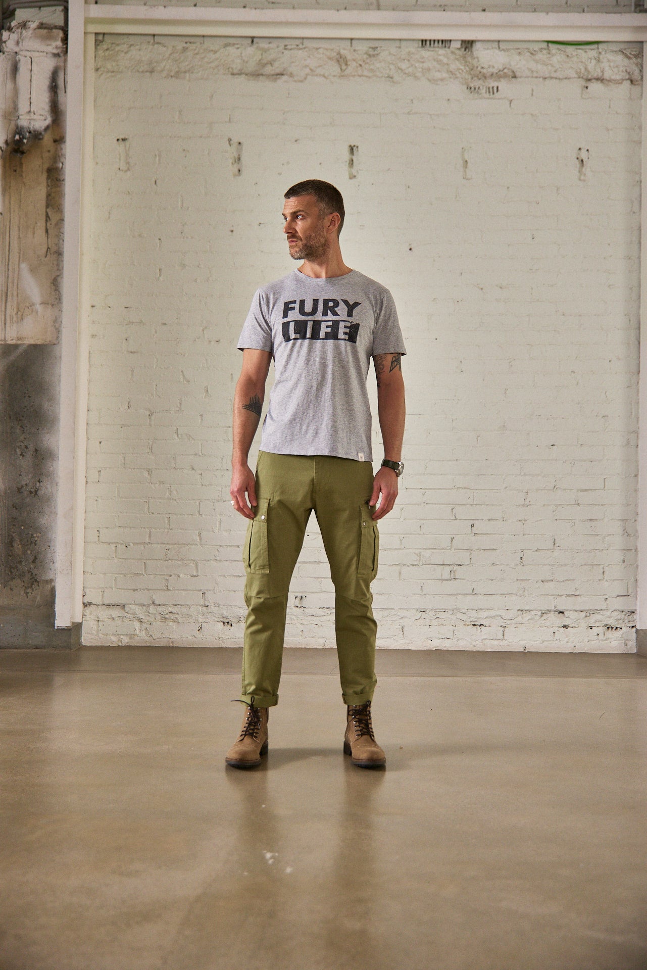 T-Shirt col rond Unisex Ivander Fury Life grey melange | Freeman T. Porter