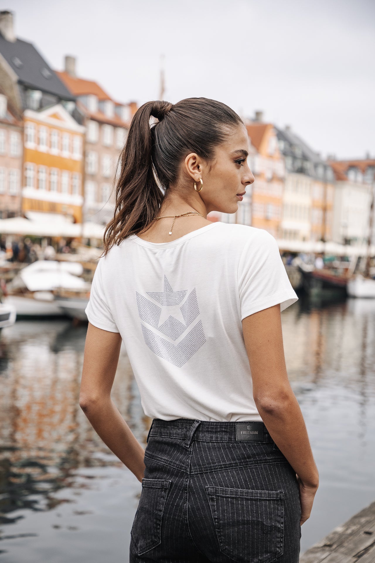 T-shirt logo en strass Femme Tarissa Icon white | Freeman T. Porter