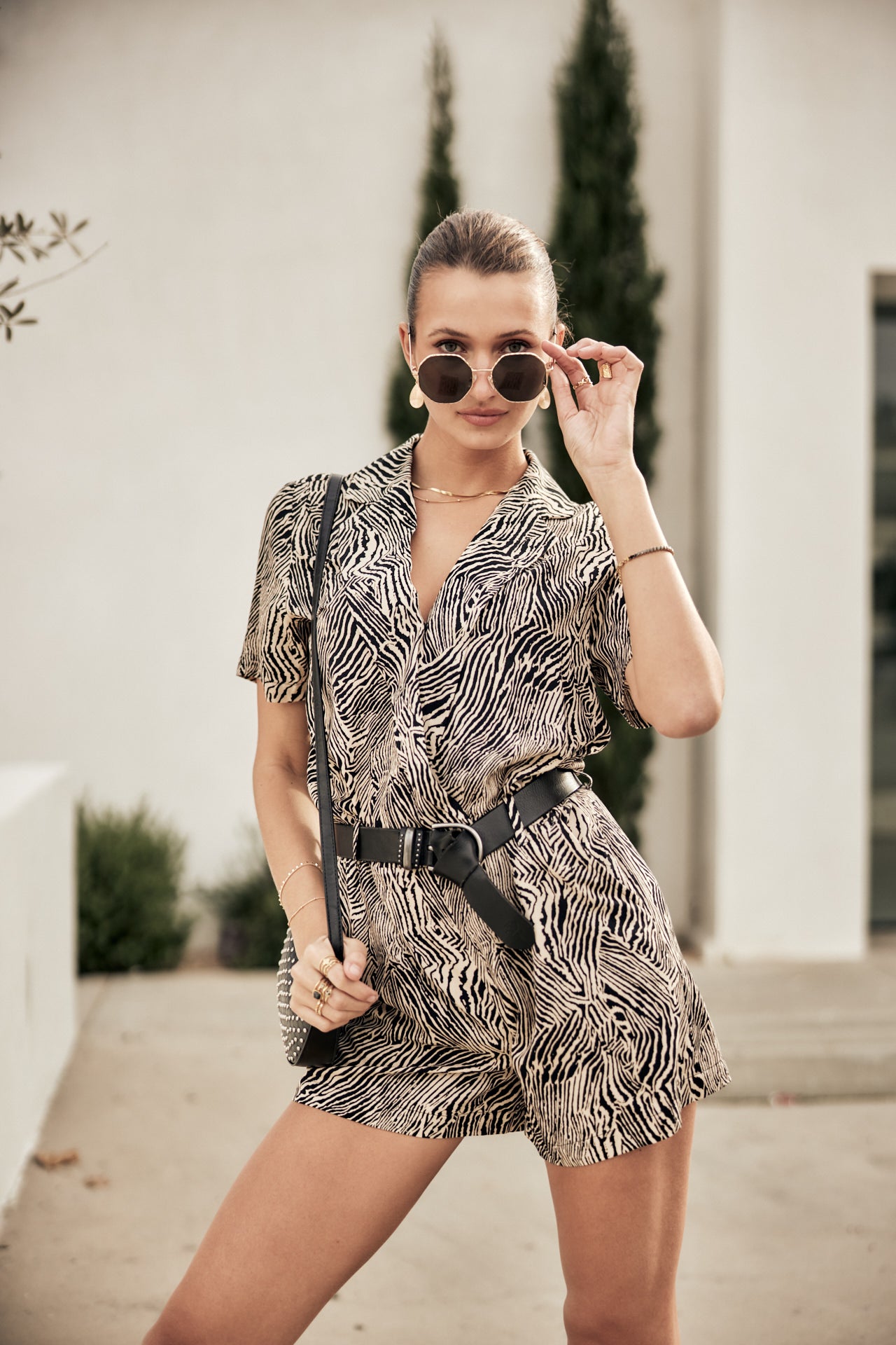 Short Jumpsuit Woman Loana Short Cebra irish cream | Freeman T. Porter