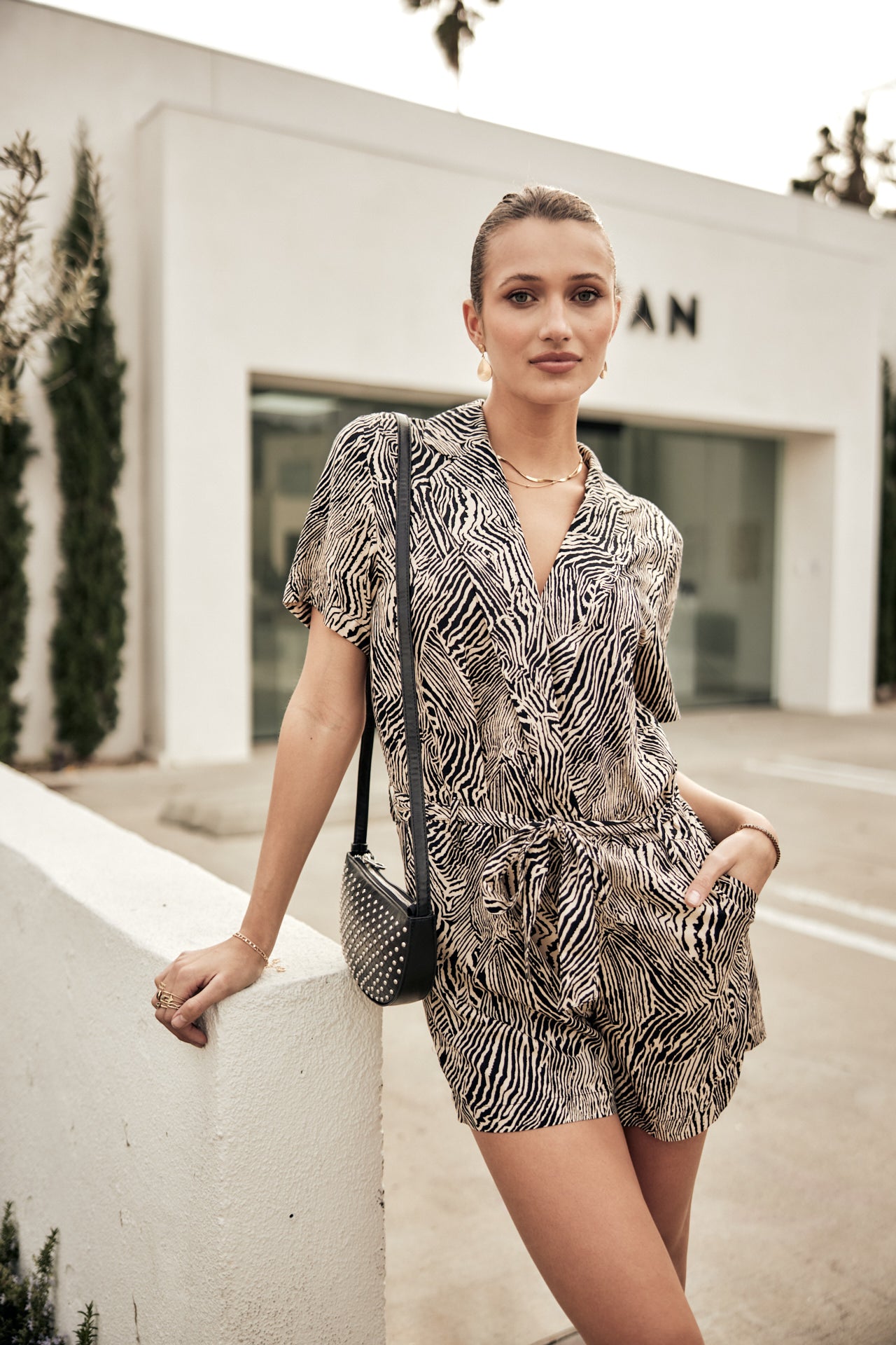 Short Jumpsuit Woman Loana Short Cebra irish cream | Freeman T. Porter