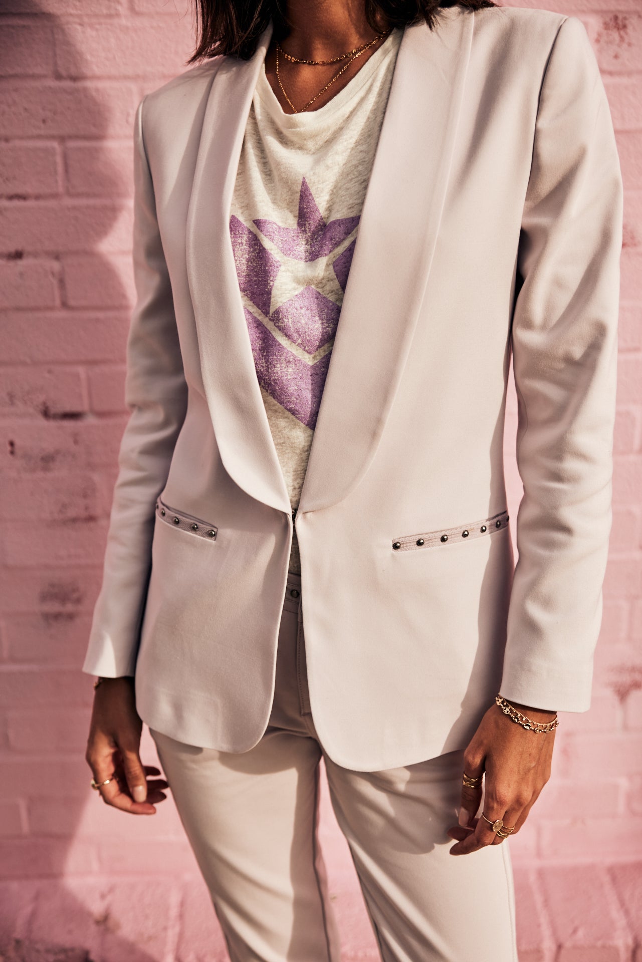 Blazer cintré Femme Stessy Polyneo lilac | Freeman T. Porter